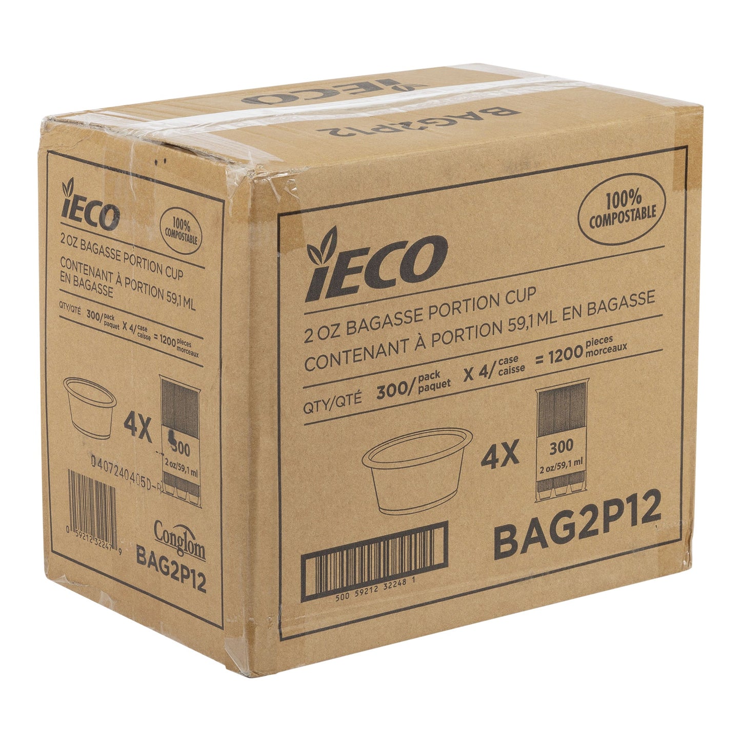 IECO Bagasse 2oz Portion Cup, Pack of 1200 - image 2