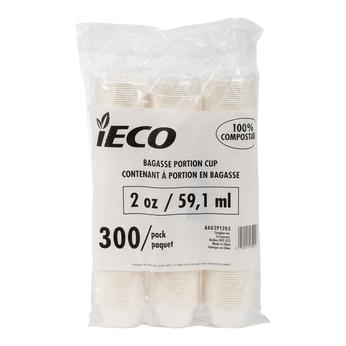 IECO Bagasse 2oz Portion Cup, Pack of 1200 - image 3