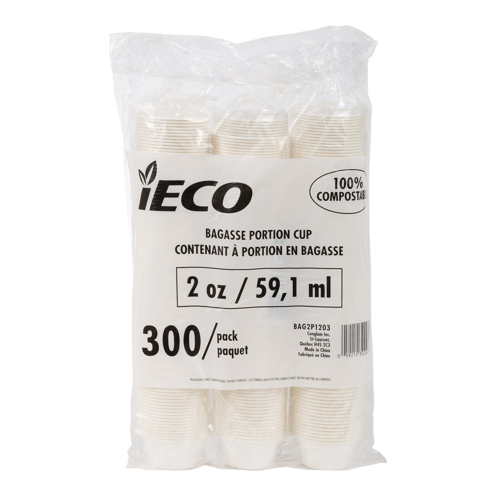 IECO Bagasse 2oz Portion Cup, Pack of 1200 - image 3