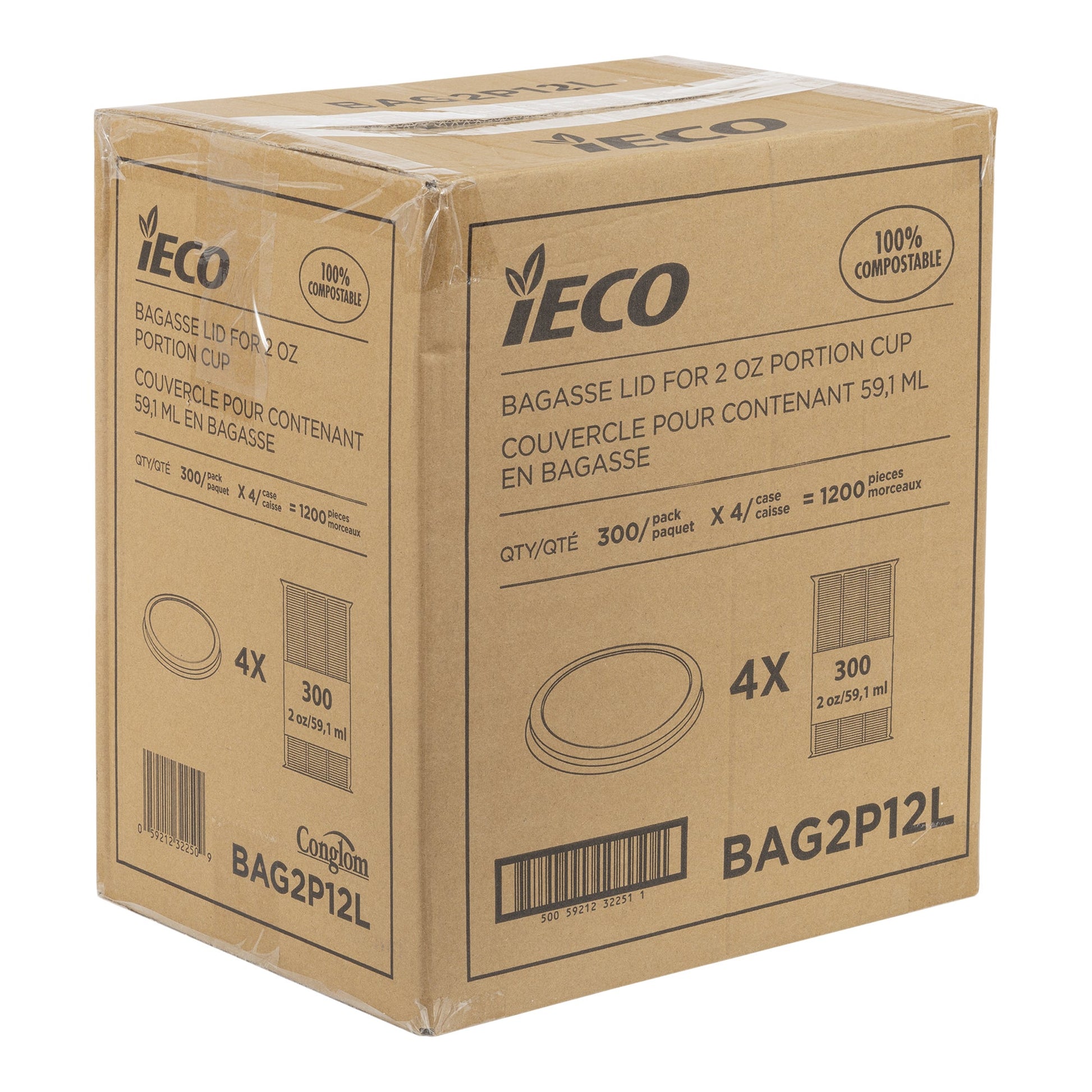 IECO Lid for 2oz Bagasse Portion Cup, Pack of 1200 - image 3