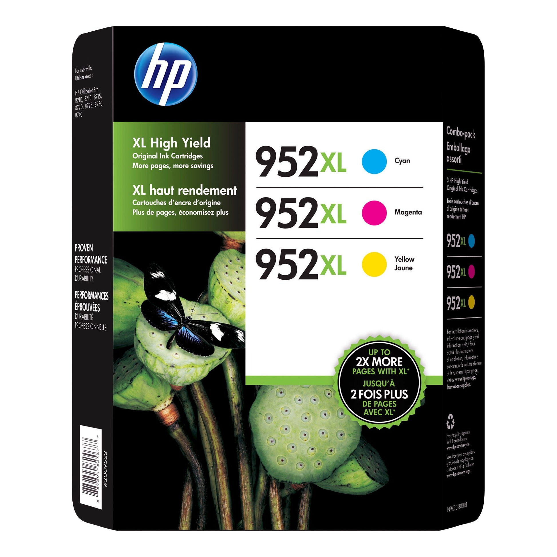 HP 952XL Cyan Magenta and Yellow Ink Cartridges, Pack of 3 - image 1