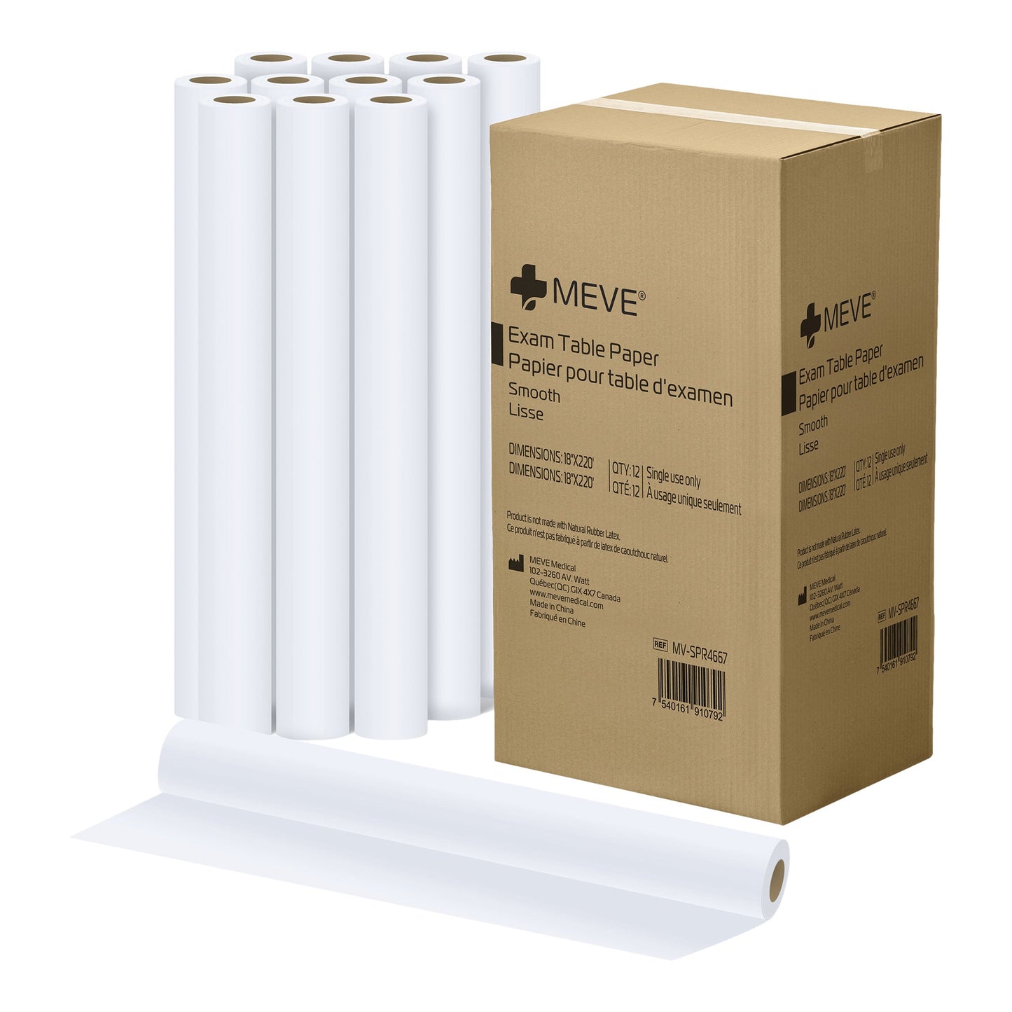 MEVE Smooth Exam Table Paper Rolls - 18" x 220' - image 1