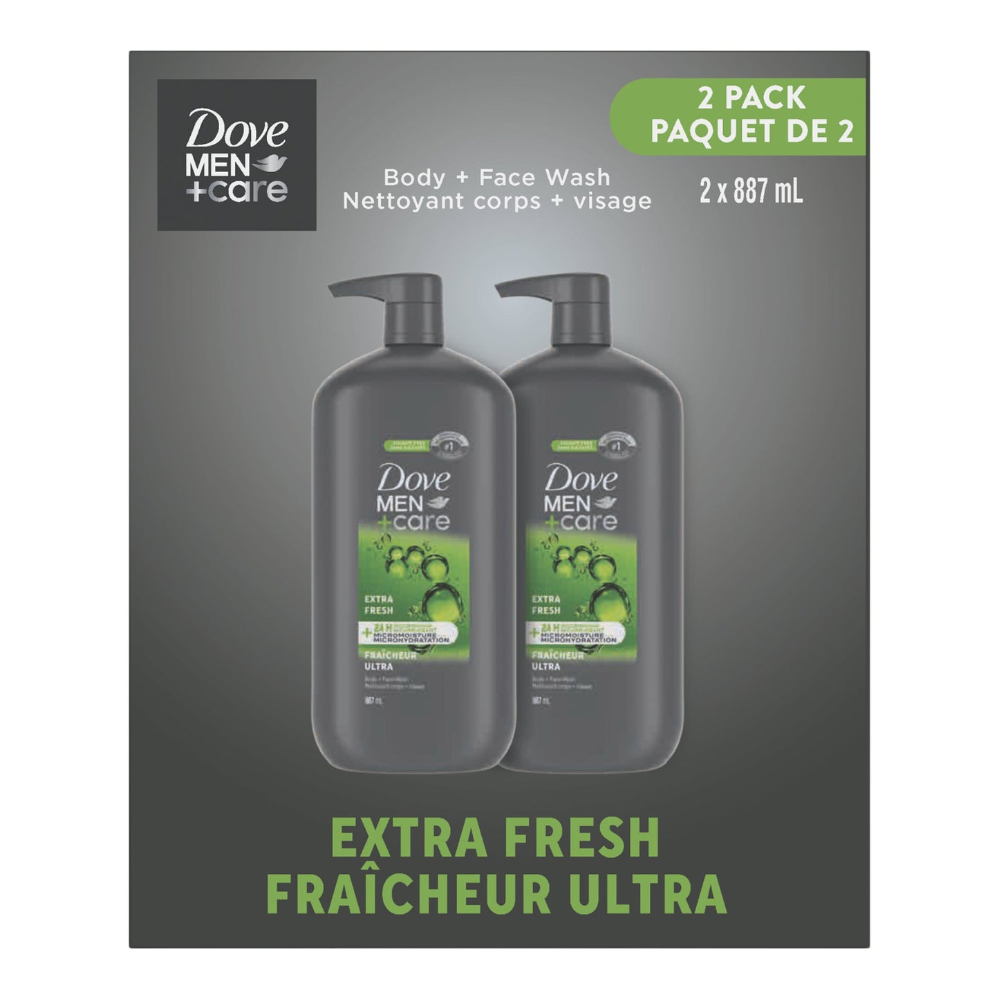 Dove Men + Care Extra Fresh Body Wash, 2 x 887 mL - image 1