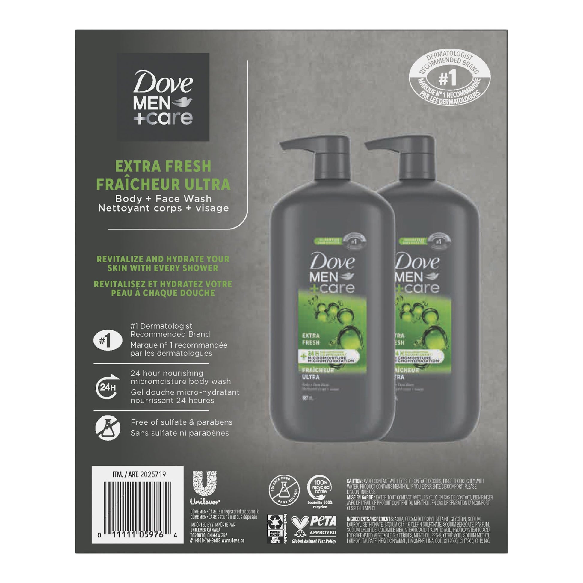 Dove Men + Care Extra Fresh Body Wash, 2 x 887 mL - image 3
