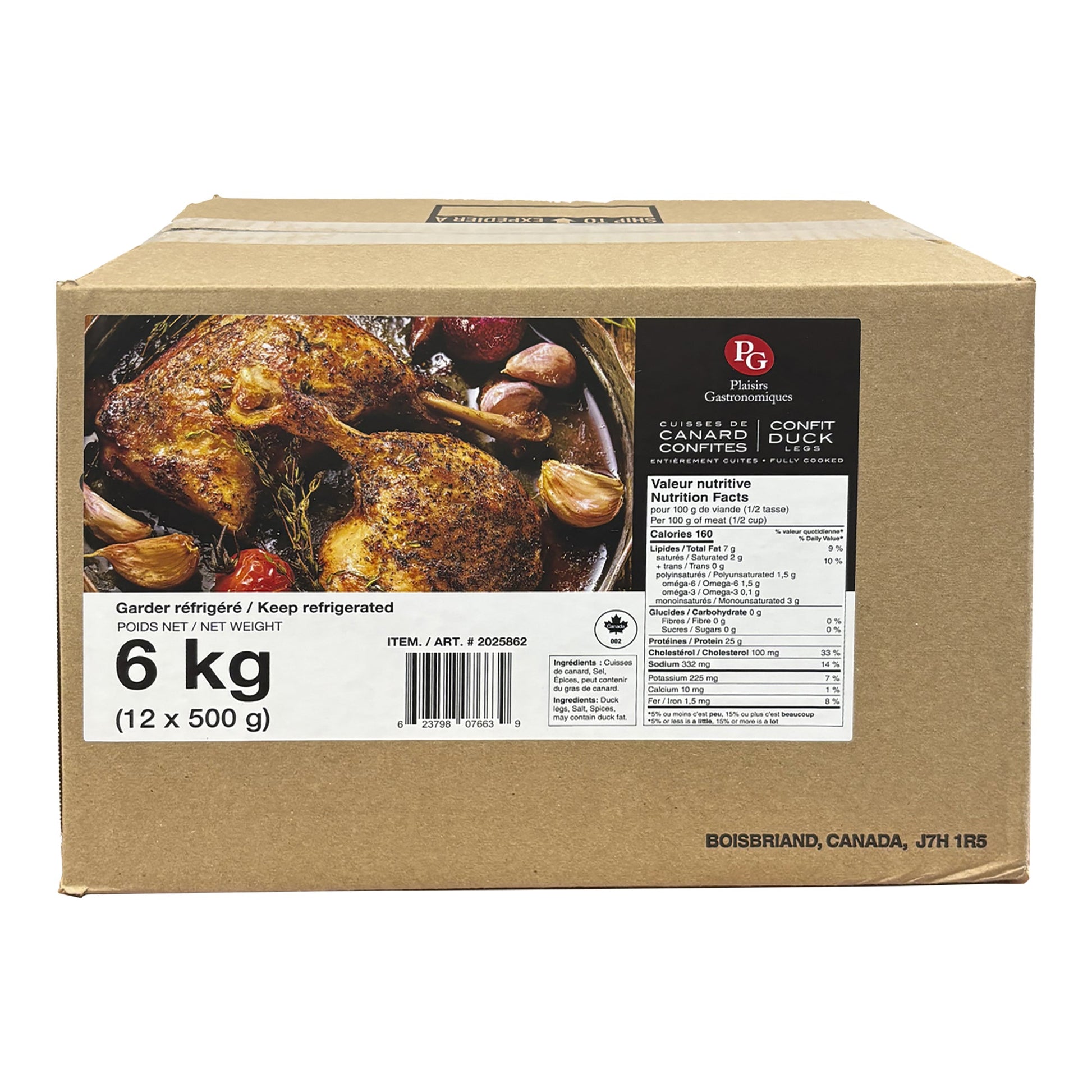 Plaisirs Gastronomiques Confit Duck Legs, 12 x 500g - image 1
