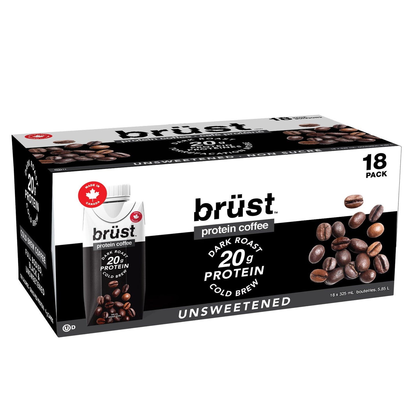 brüst Protein Coffee Dark Roast Cold Brew, 18 x 325 mL - image 1
