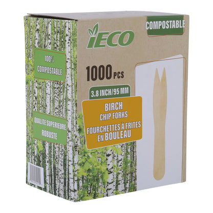 Cafe Express 3.8 Inch Birch Chip Fork, 20 Packs of 1000 - image 2
