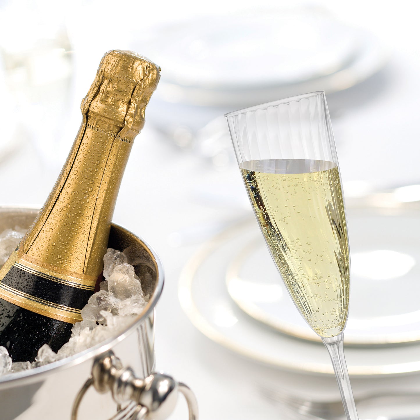 Argentia Ridge 6 oz. Clear Plastic Champagne Flutes - 160 Count - image 3