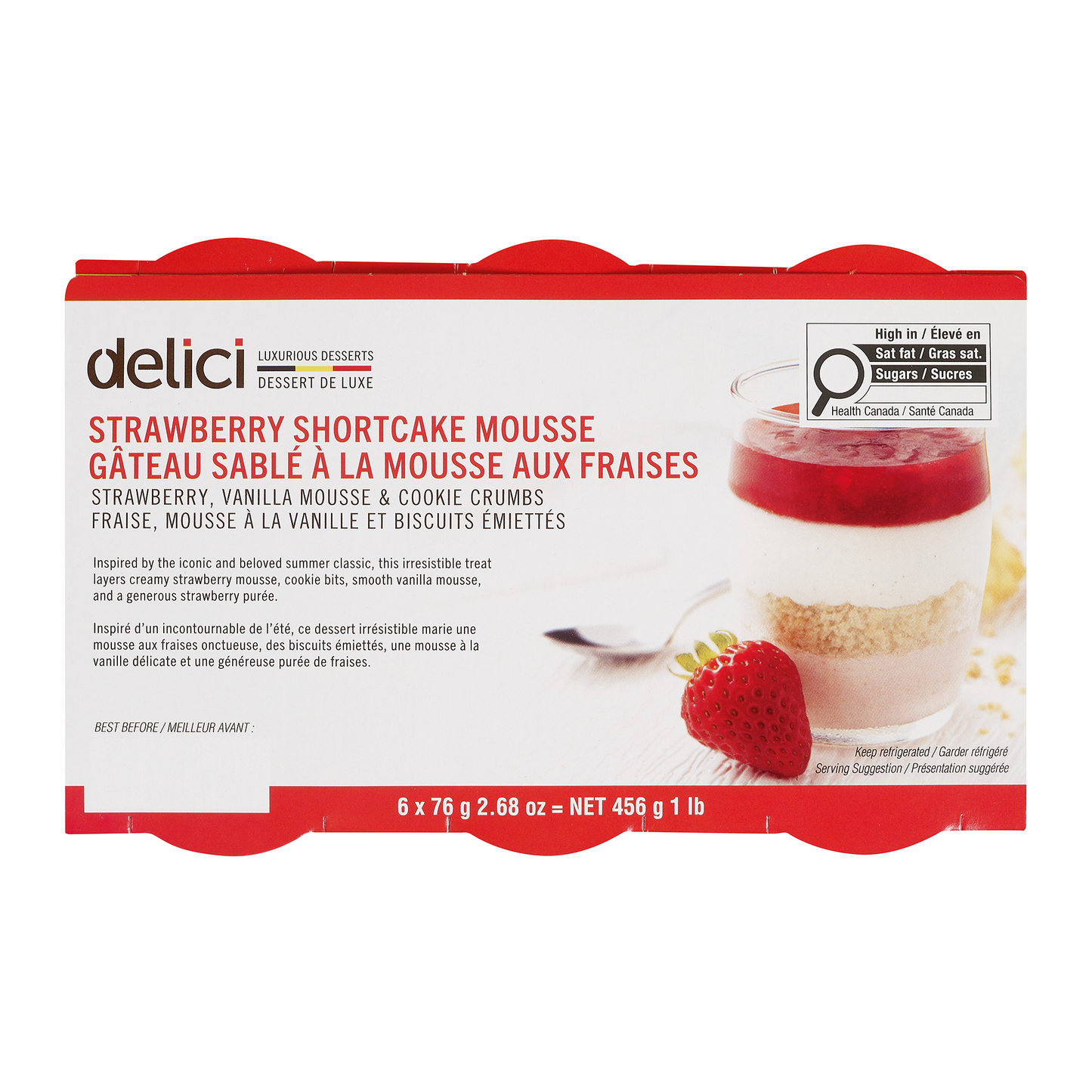Delici Strawberry Shortcake Mousse, 6 x 76 g - image 1