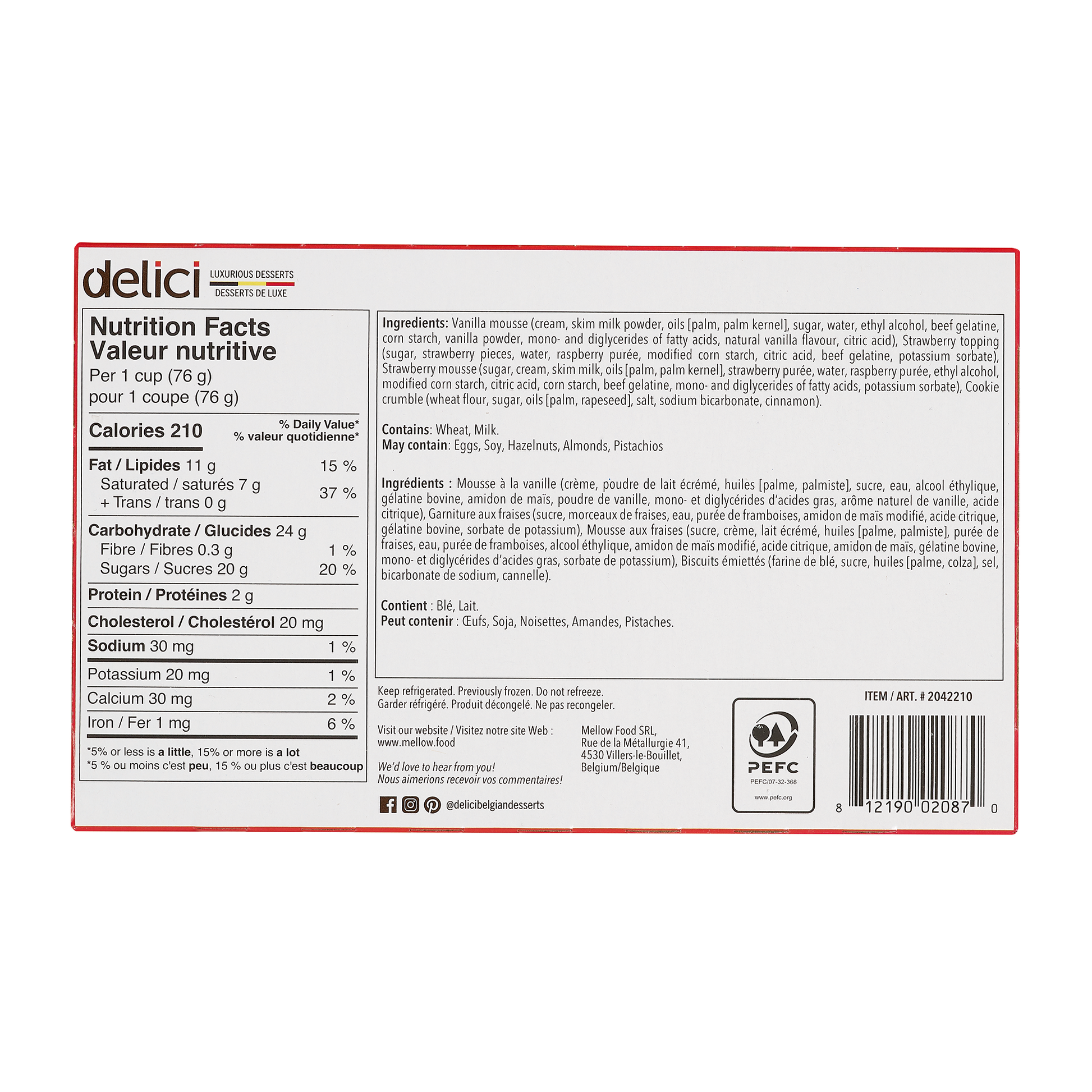 Delici Strawberry Shortcake Mousse, 6 x 76 g - image 2