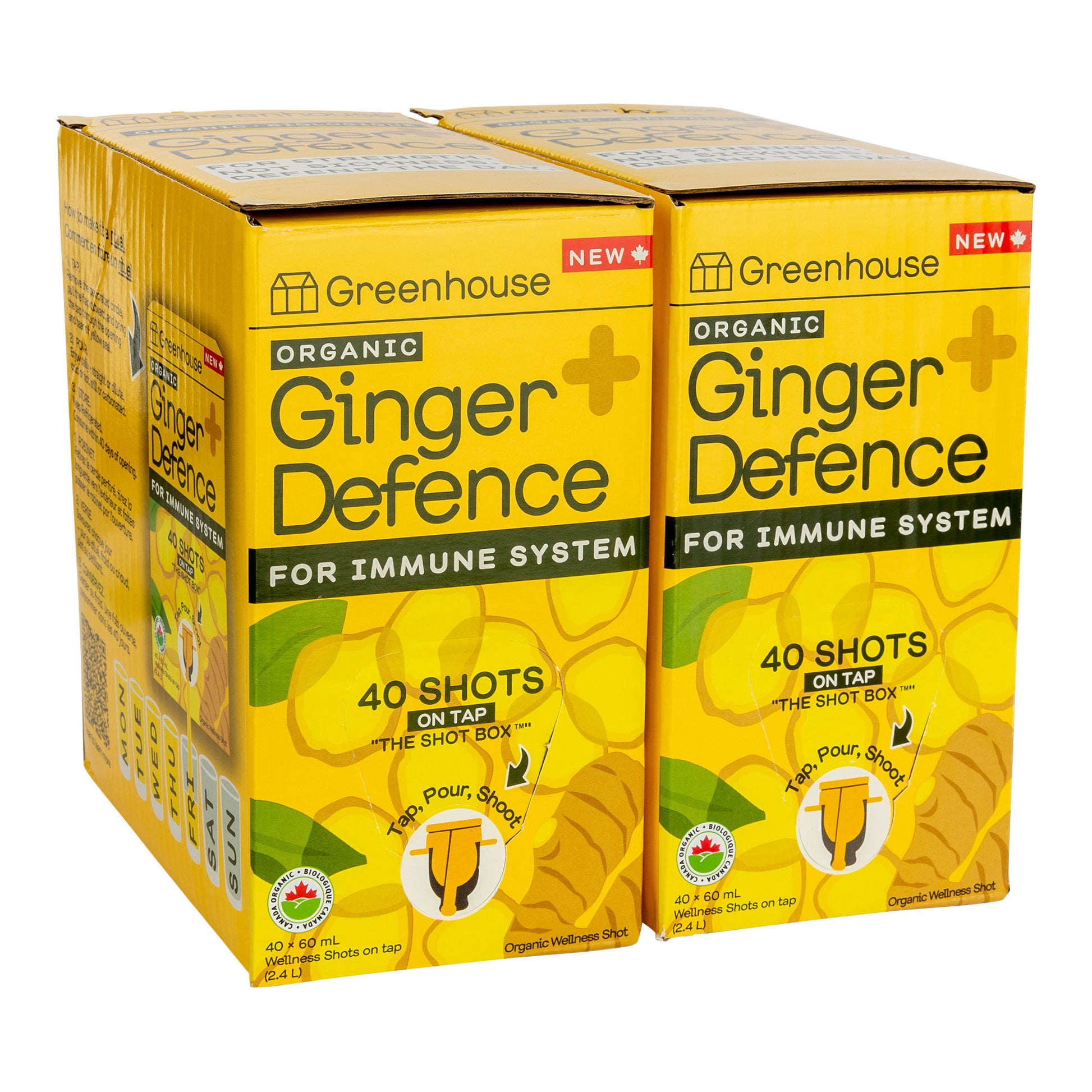 Greenhouse Ginger Defence Organic Wellness Shot Box, 2 × 2.4 L (80 Servings) - image 1