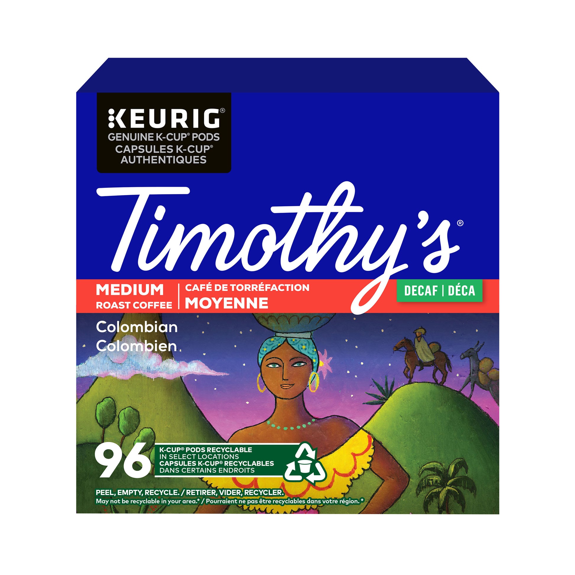 Timothy's World Coffee Colombian Decaf K-Cup Pods, 96-count - image 1