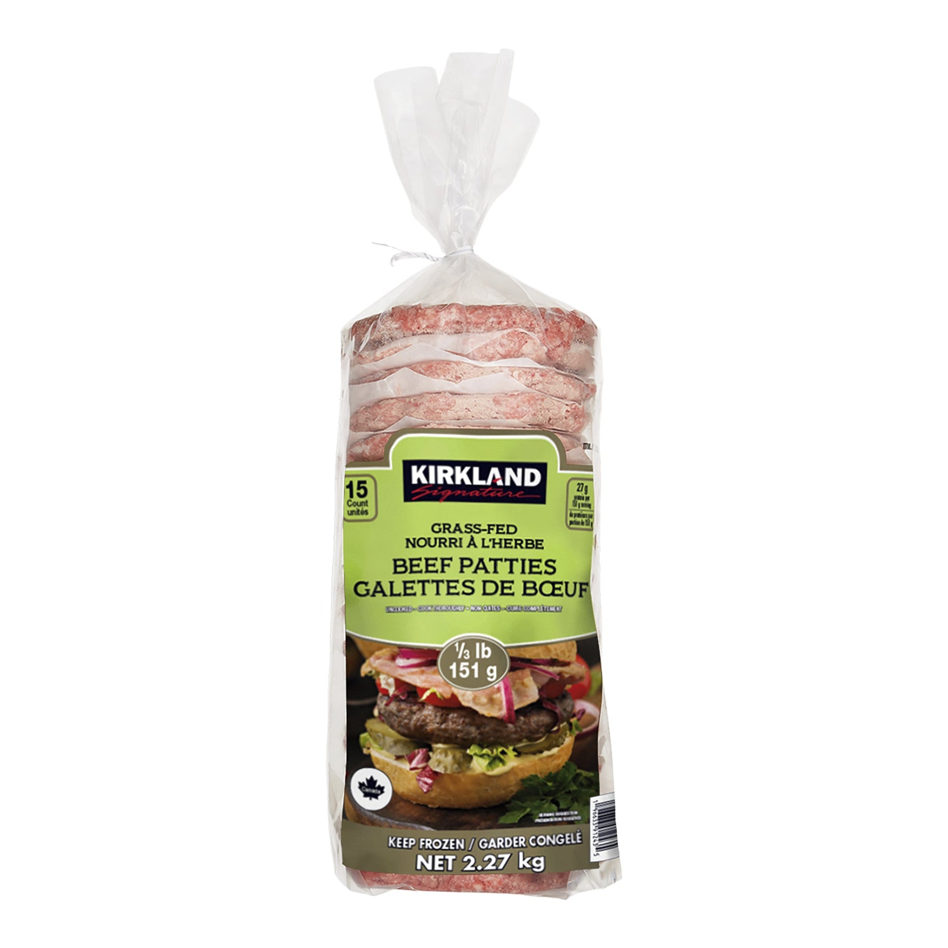Kirkland Signature Grass Fed Beef Patties, 15 x 151 g - image 1