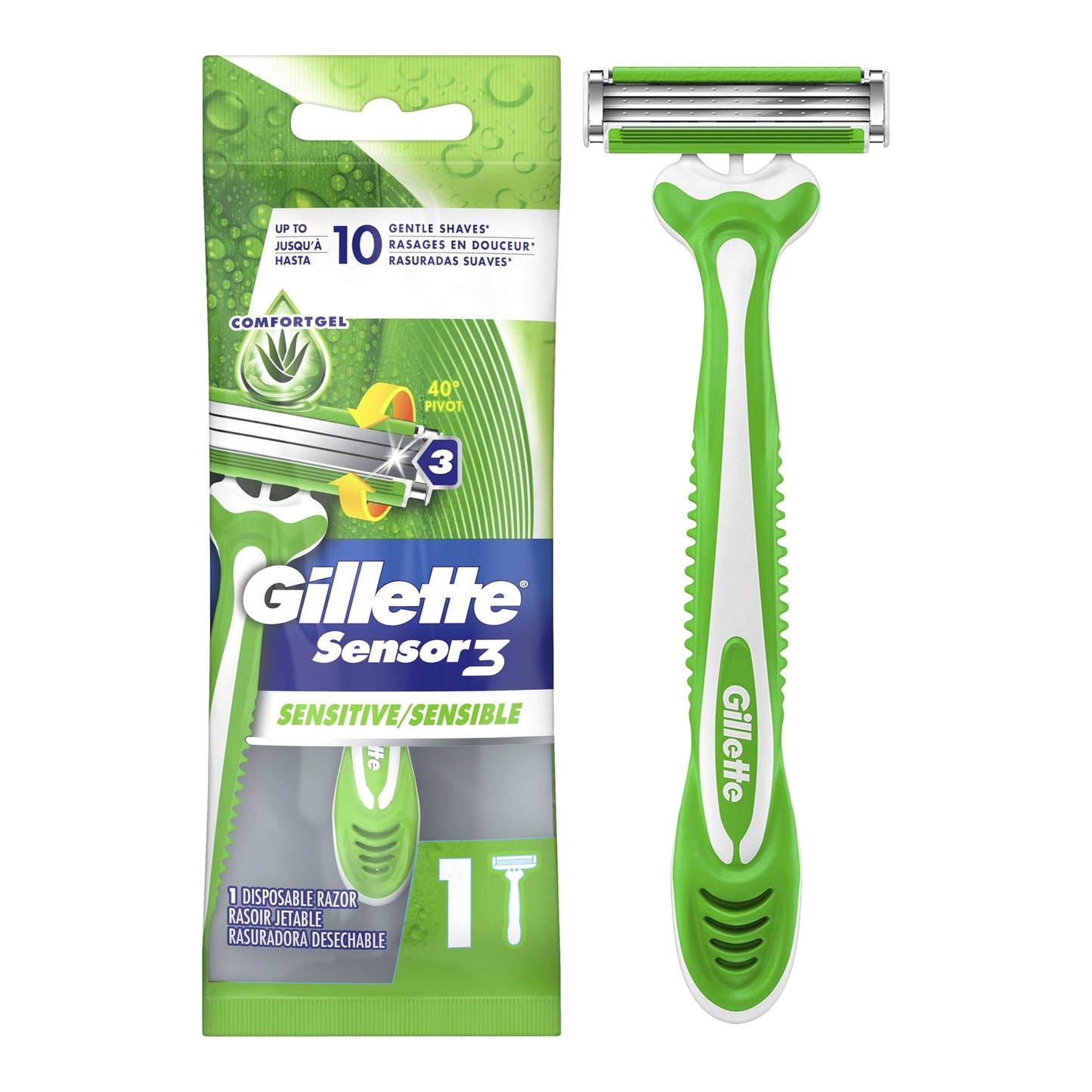 Gillette Sensor3 Sensitive Men's Disposable Razor Pack of 32 - image 1