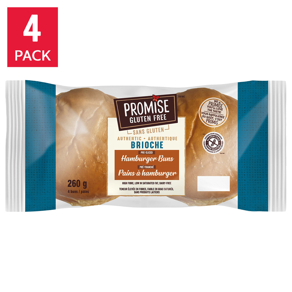 Promise Gluten Free Brioche Burger Buns, 4 × 260 g - image 1