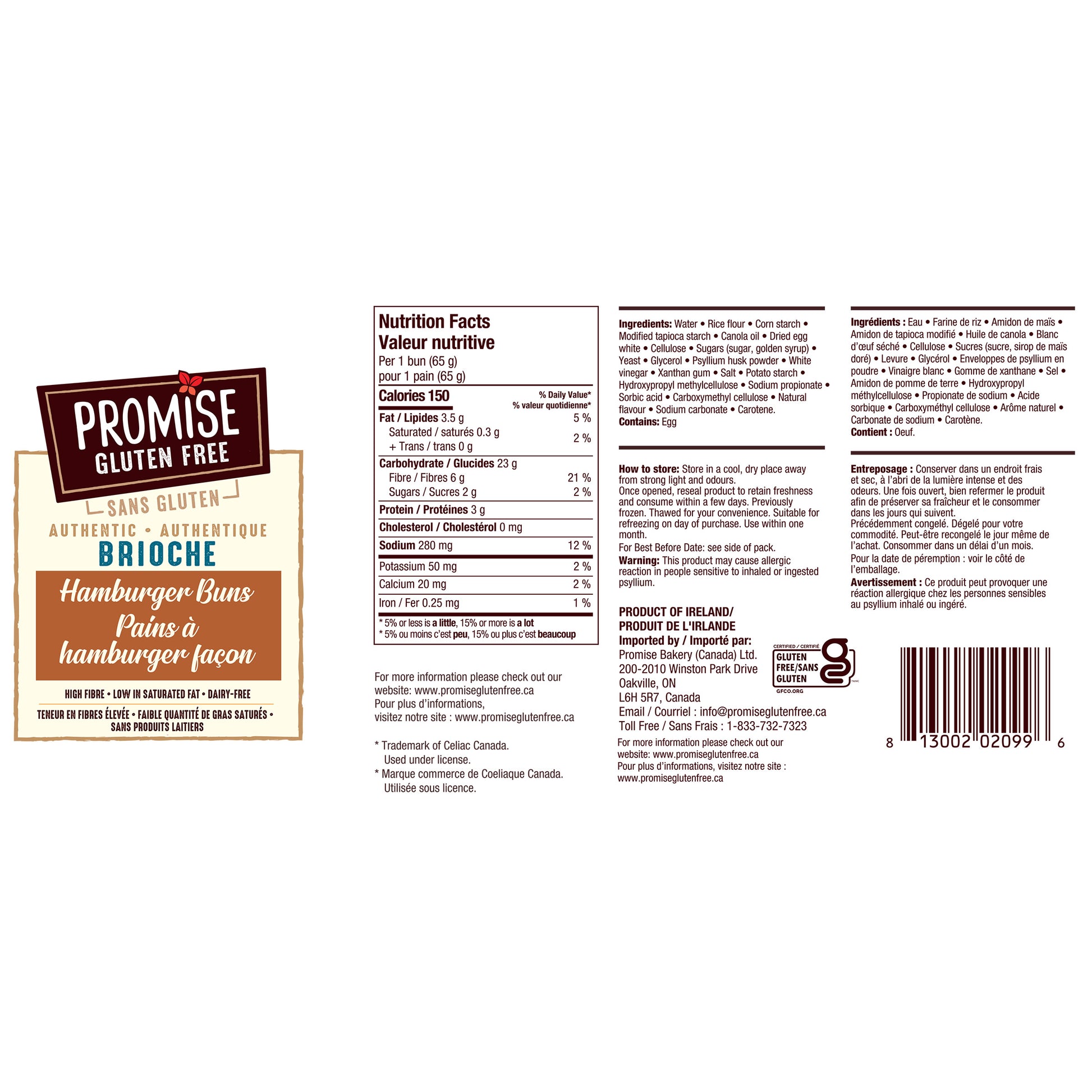 Promise Gluten Free Brioche Burger Buns, 4 × 260 g - image 2