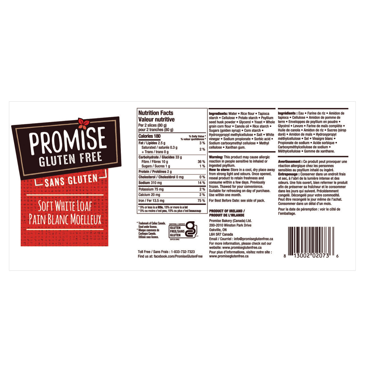 Promise Gluten Free Soft White Loaf, 4 × 480 g - image 2