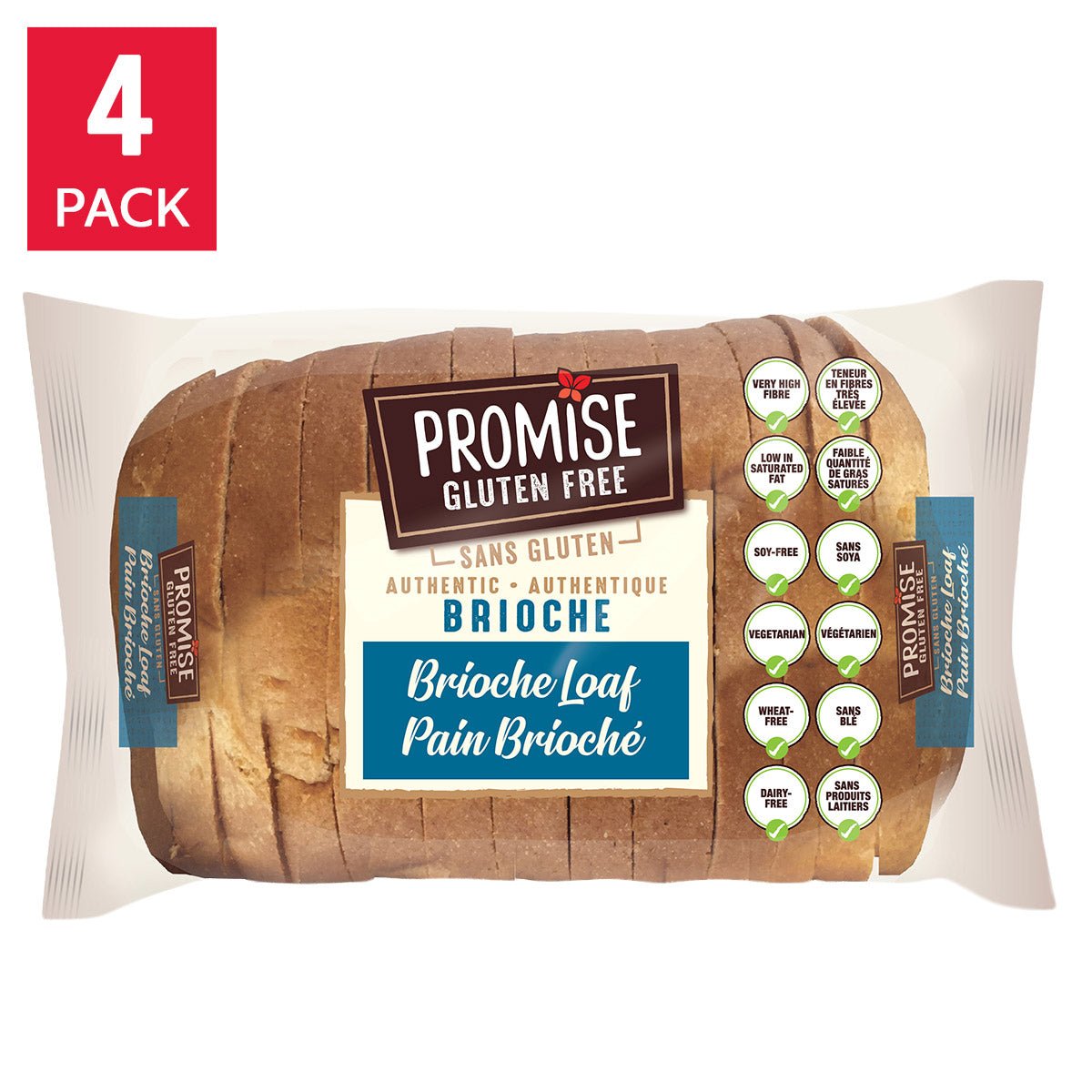 Promise Gluten Free Brioche Loaf, 4 × 400 g - image 1