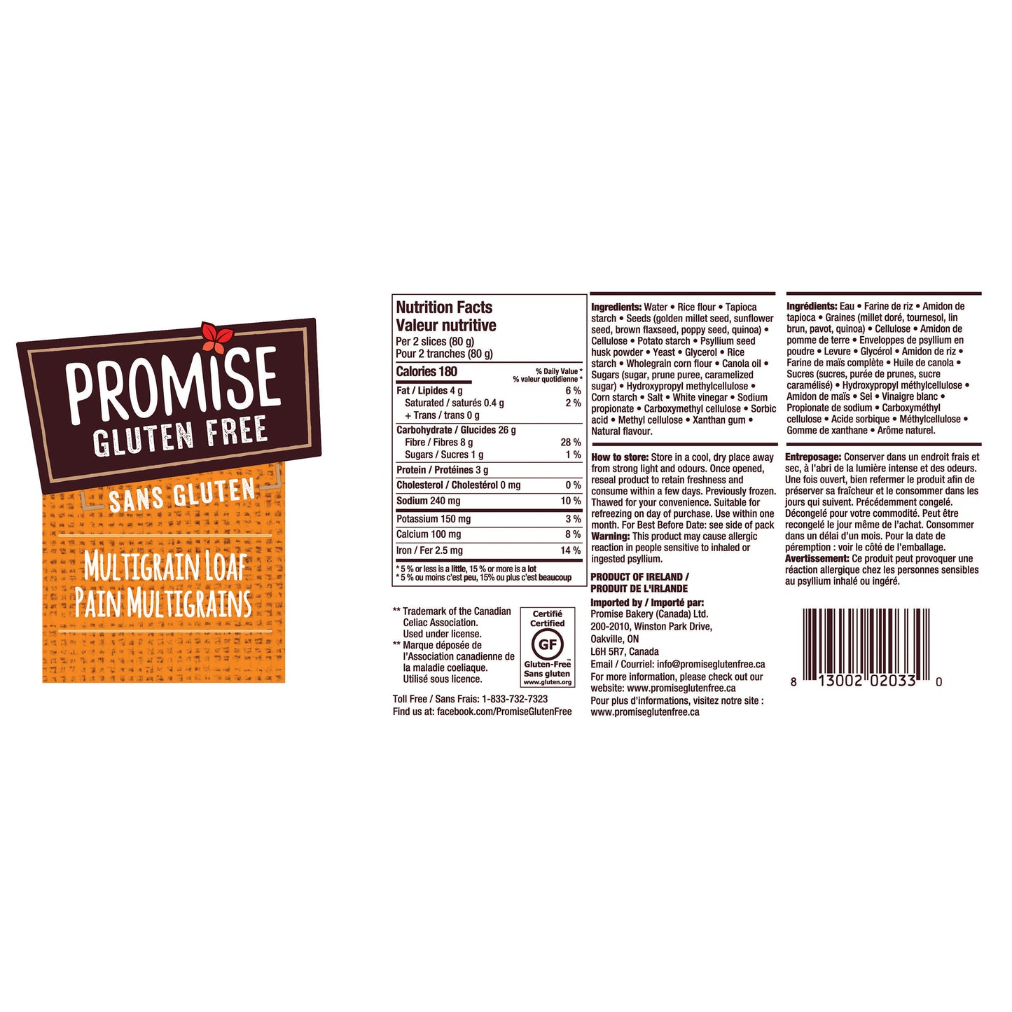 Promise Gluten Free Multigrain Loaf, 4 × 480 g - image 2