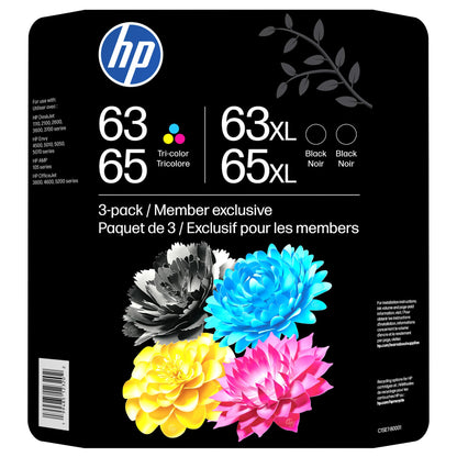 HP Genuine 63/65 Color/Black XL Ink Cartridge Set (C1SE7BN), 3-Pack Combo - image 1