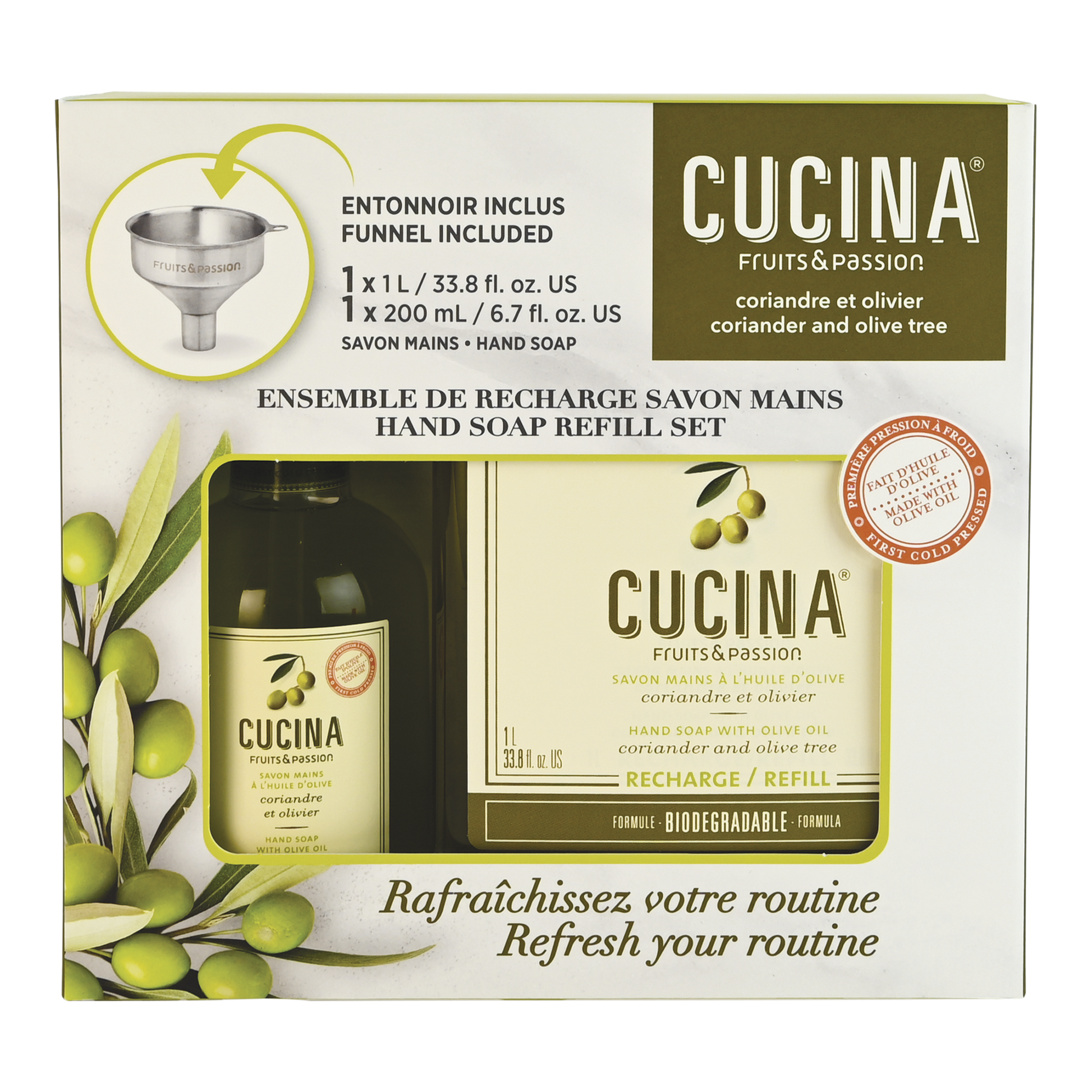 Cucina Coriander and Olive Oil Liquid Hand Soap, 1 L + 200 mL - image 1