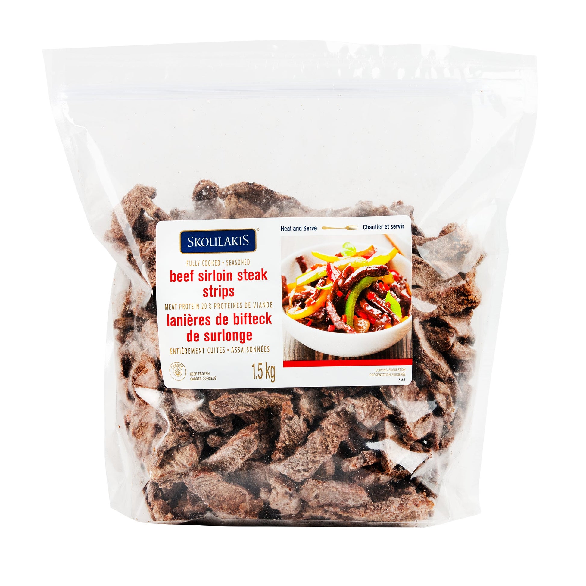 Skoulakis Fully-cooked Seasoned Frozen Beef Sirloin Steak Strips, 1.5 kg - image 1