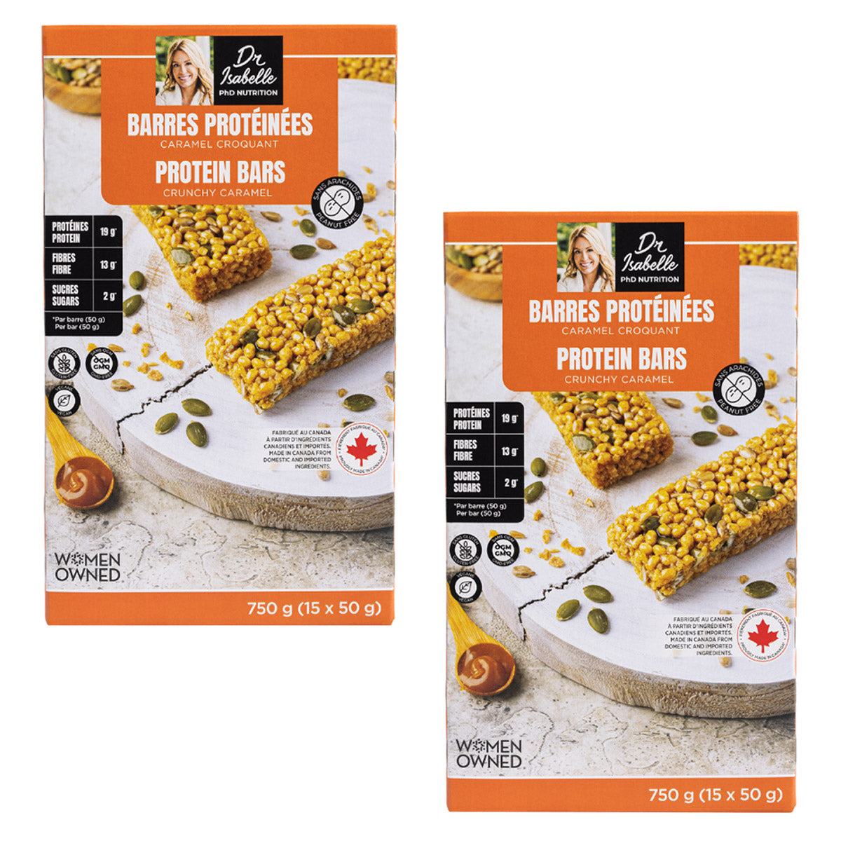 Dr. Isabelle PhD Nutrition Plant-Based Protein Bars, Crunchy Caramel, 30 x 50 g - image 1