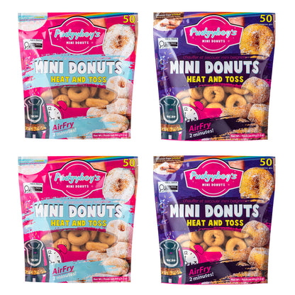 Pudgyboy's Heat & Toss Mini Donuts Variety Pack, 4-pack (2 Cinnamon Sugar & 2 Powdered Sugar) - image 1