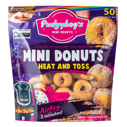 Pudgyboy's Heat & Toss Mini Donuts Variety Pack, 4-pack (2 Cinnamon Sugar & 2 Powdered Sugar) - image 2