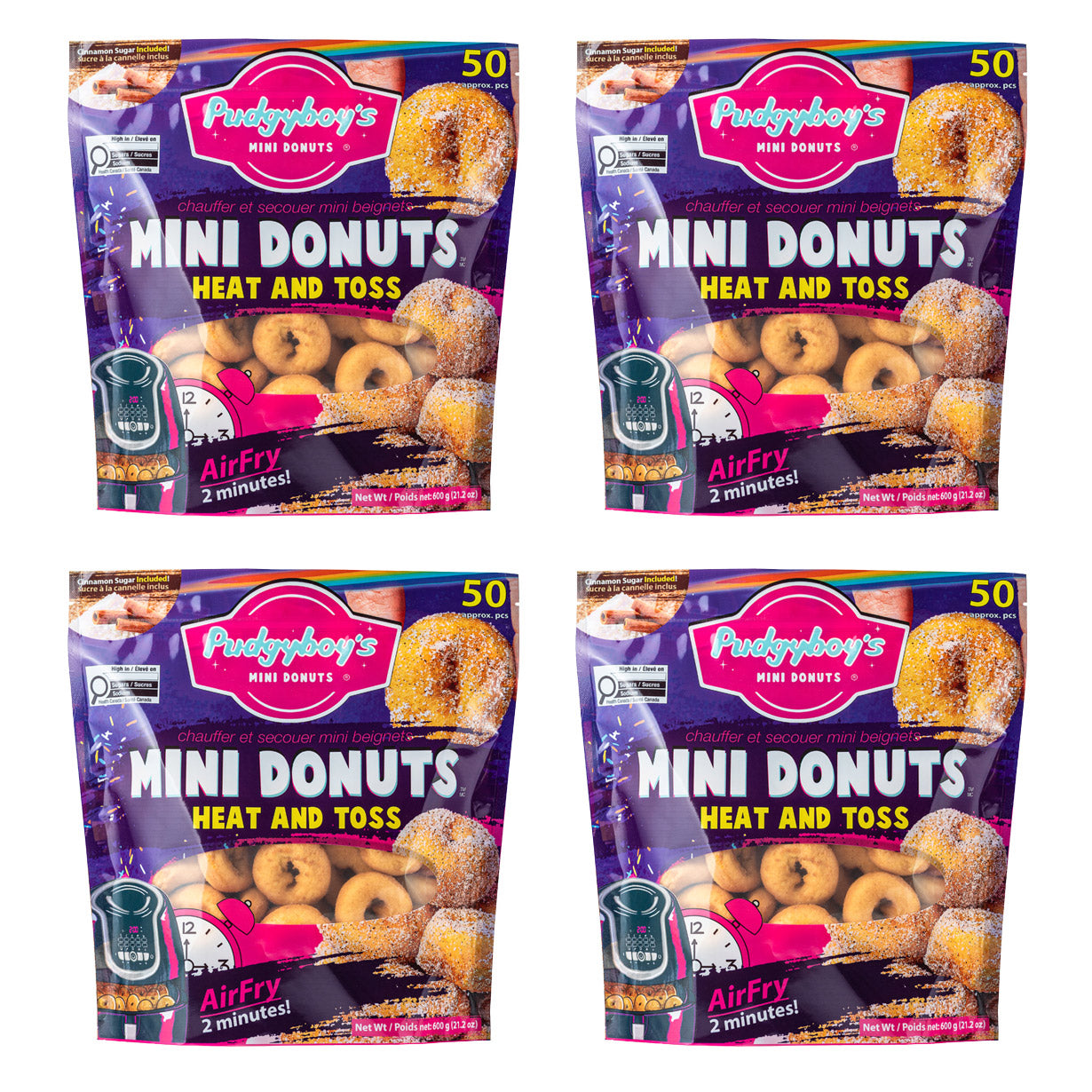 Pudgyboy's Heat & Toss Cinnamon Sugar Mini Donuts, 4-pack - image 1
