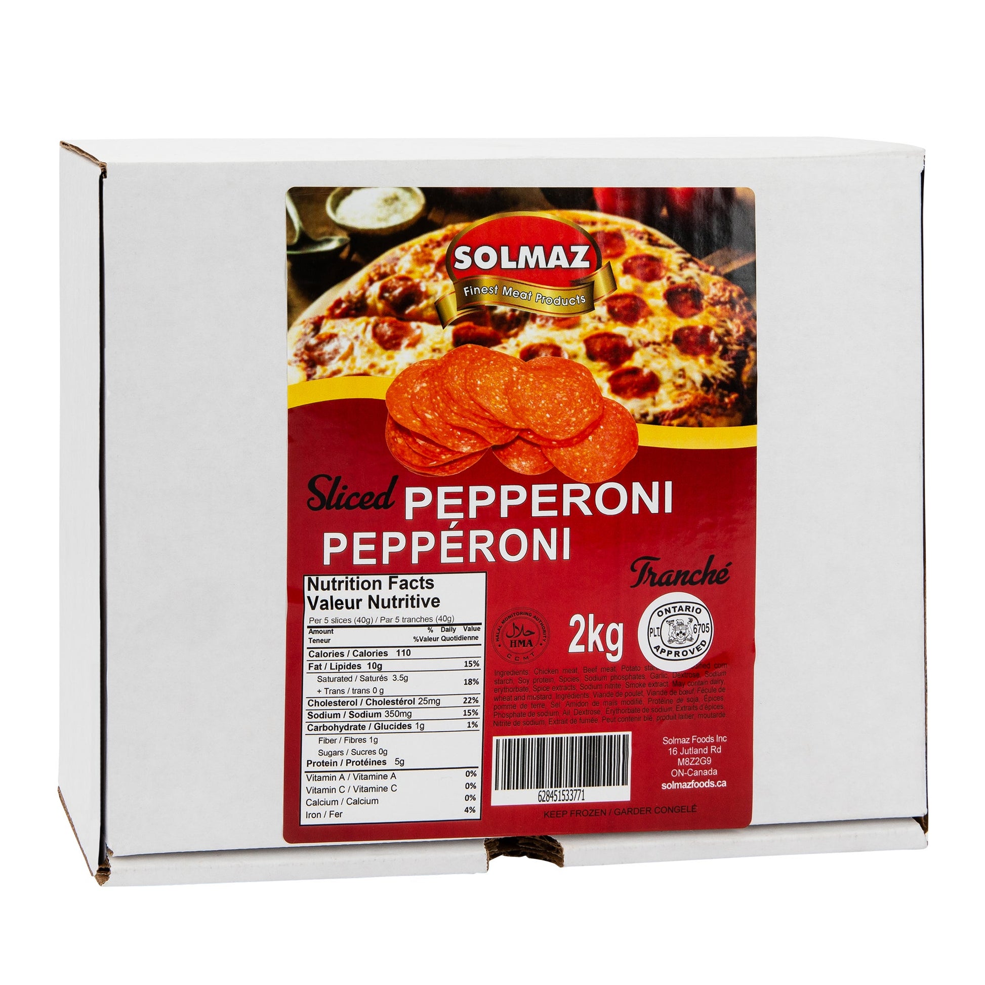Solmaz Frozen Sliced Halal Pepperoni, 2 kg - image 2