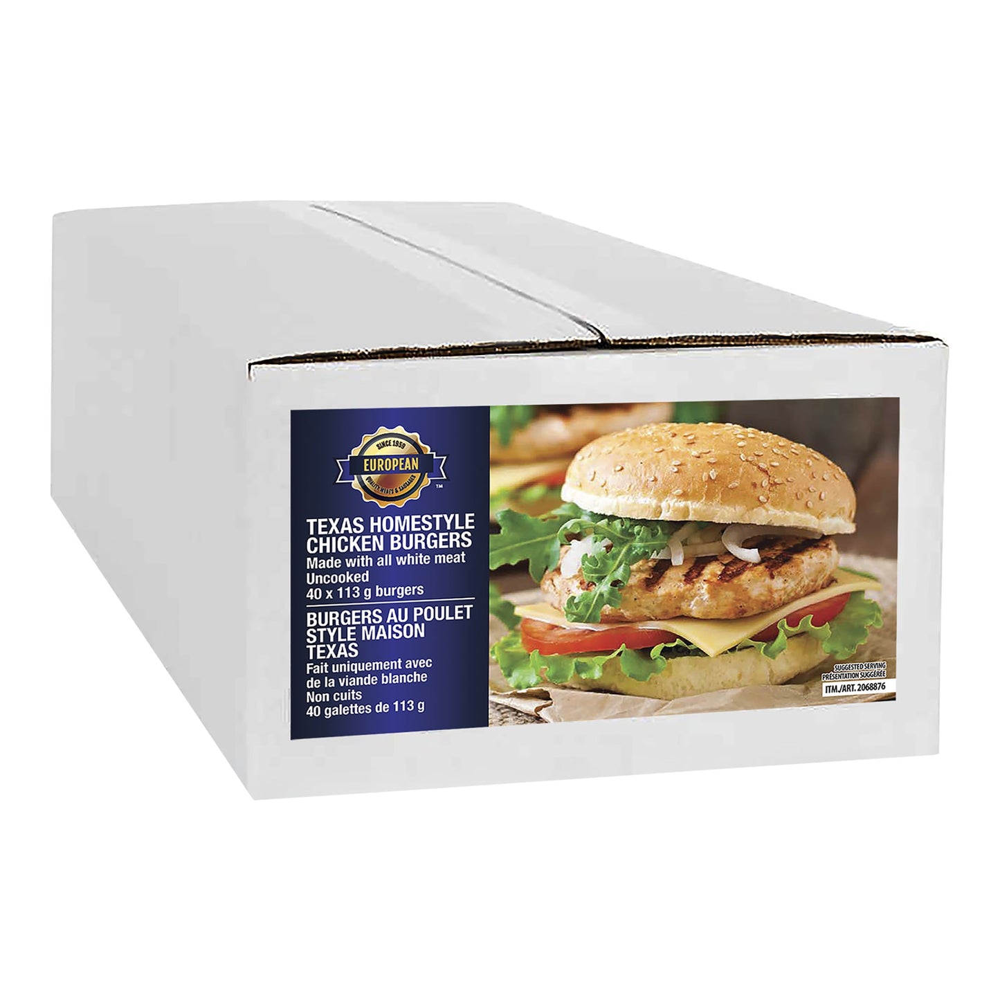 European Quality Meats Texas Homestyle Chicken Burgers, 40 x 113 g - image 1