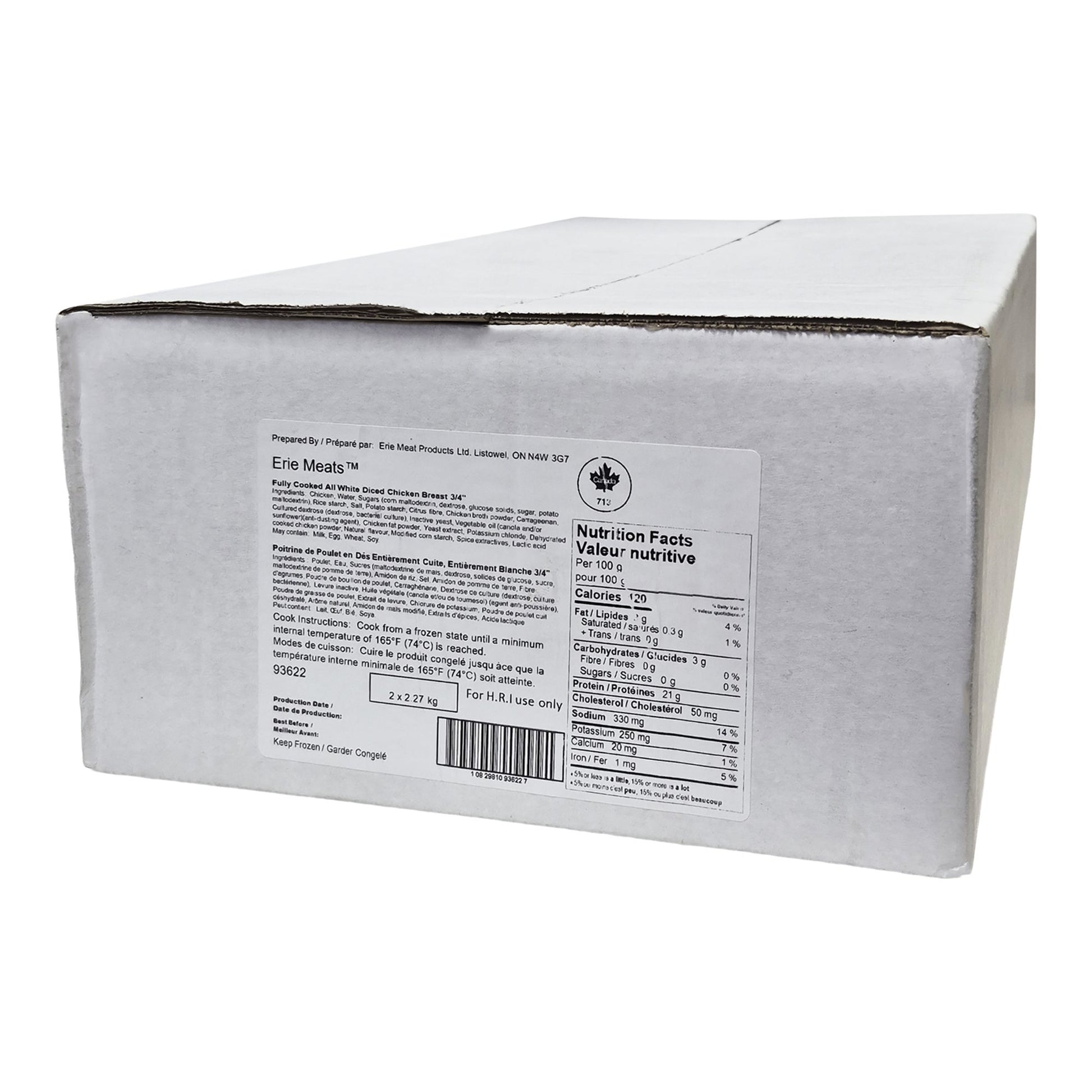 Erie Meats - Fully Cooked All White Diced Chicken Breast 3/4",  2 X 2.27 kg - image 1