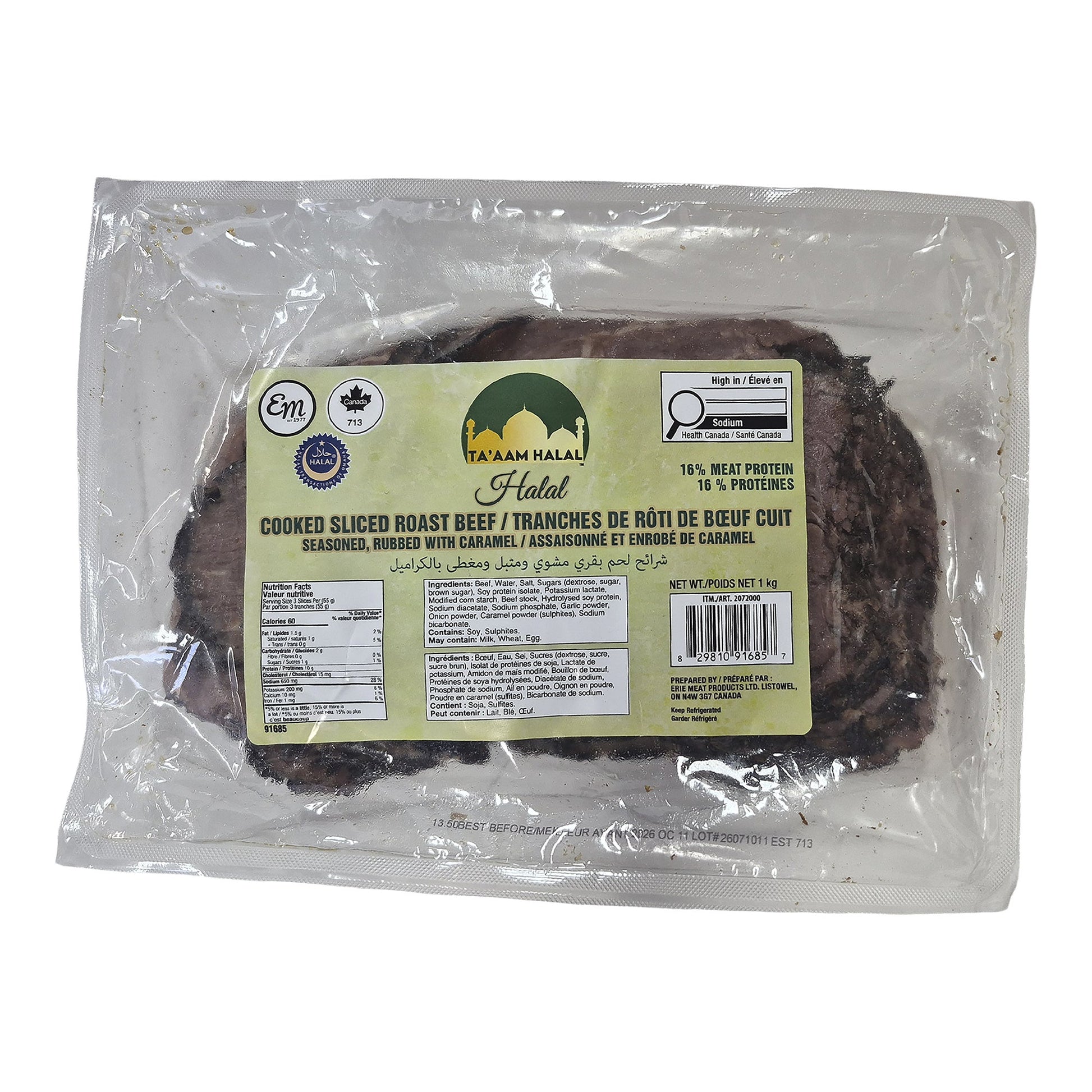 Ta’aam Halal Sliced Roast Beef, 1kg - image 1