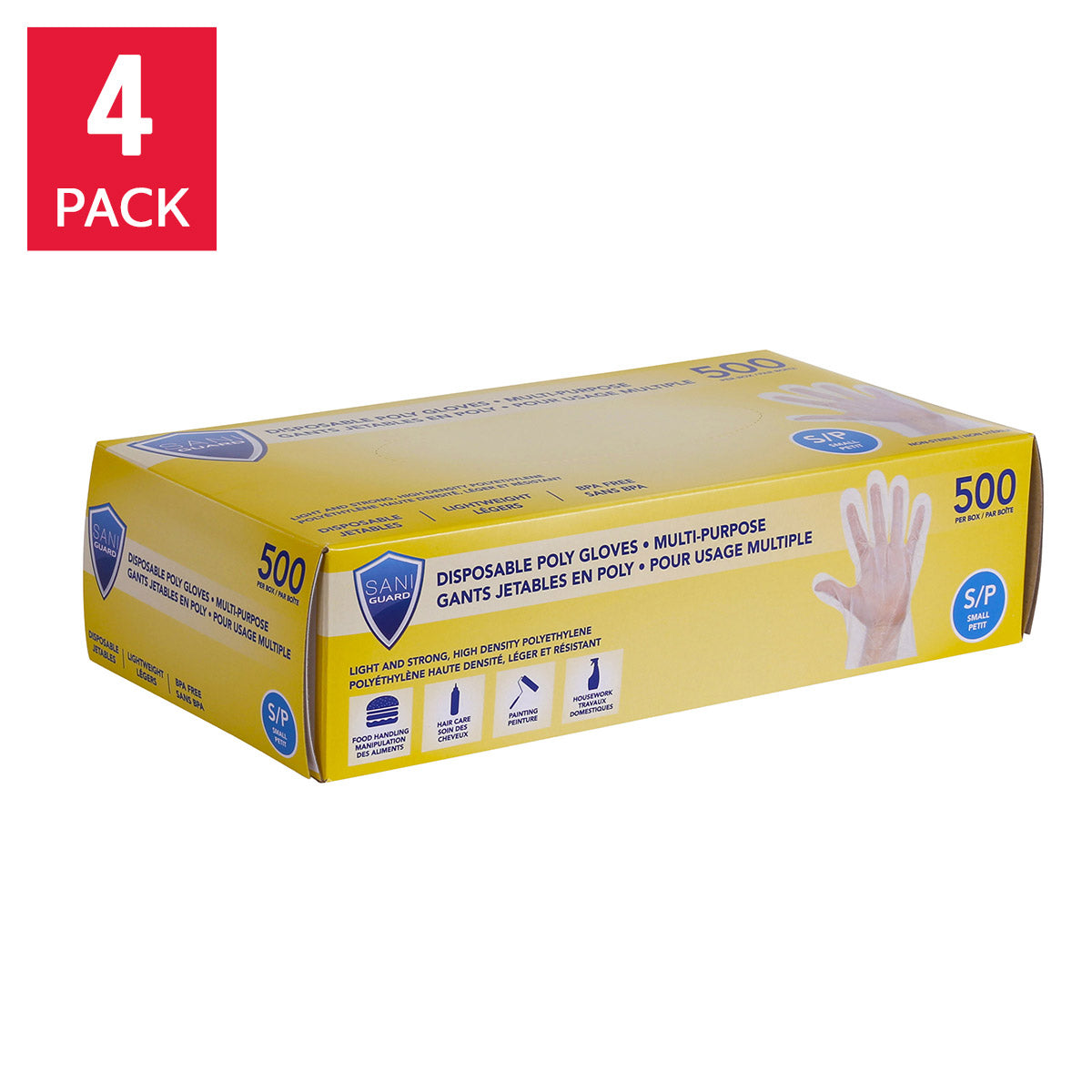 Sani Guard Disposable Poly Gloves Multi Purpose Small, 4 Packs of 500 - image 1