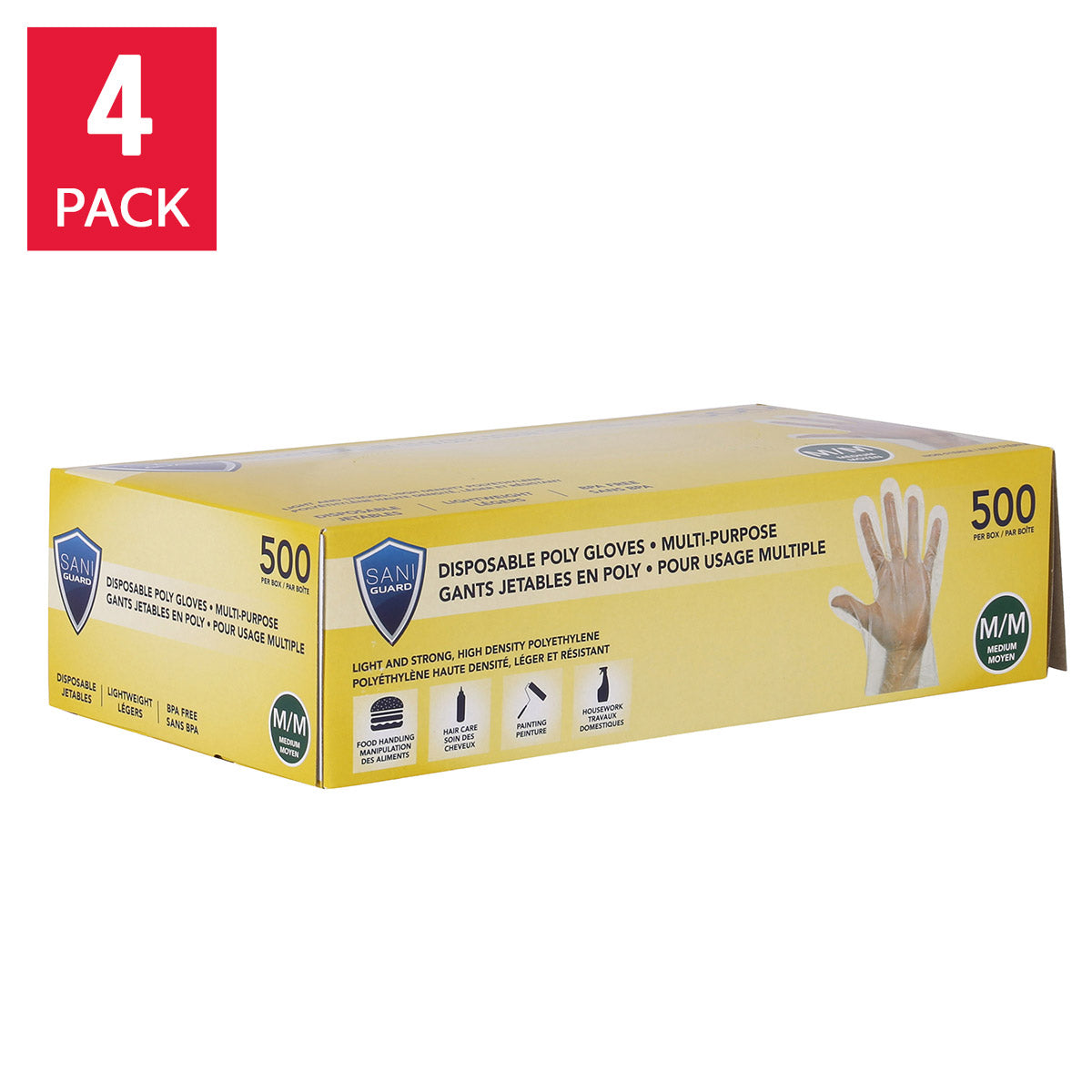 Sani Guard Disposable Poly Gloves Multi Purpose Medium, 4 Packs of 500 - image 1