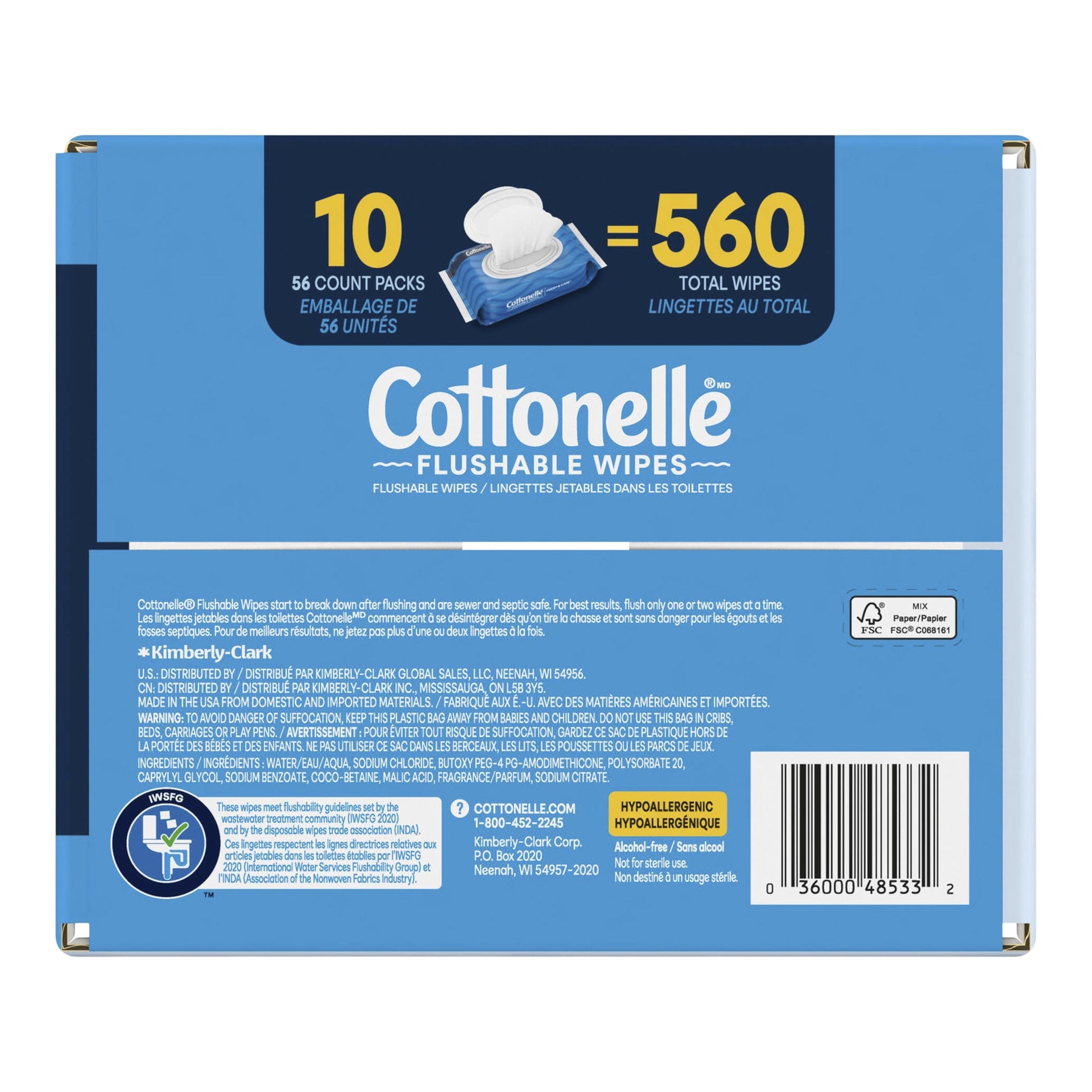 Cottonelle Flushable Wipes, 10 packs of 56 - image 4
