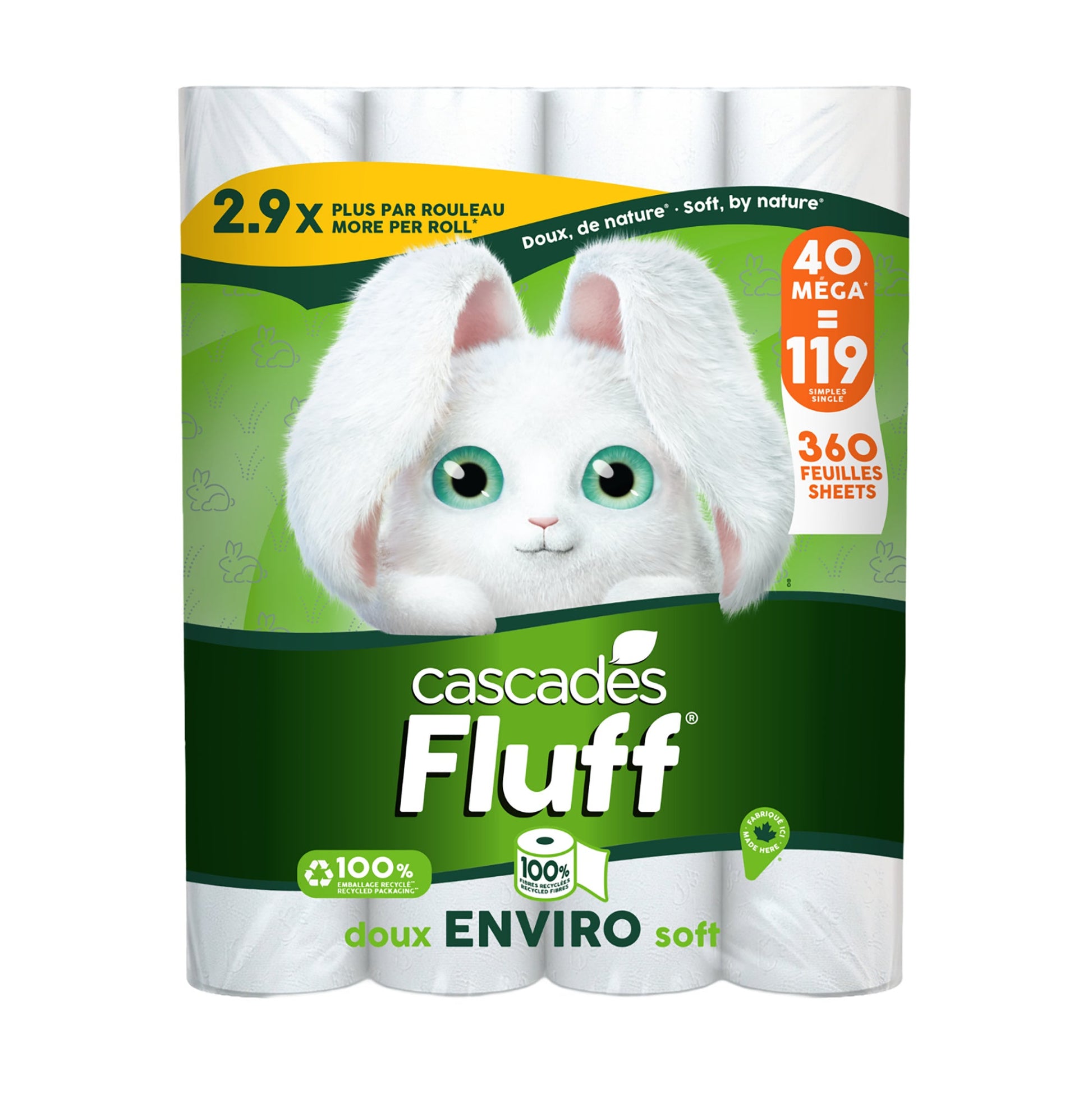 Cascades Fluff 100% Recycled Bathroom Tissue, 40 × 360 sheets - image 1