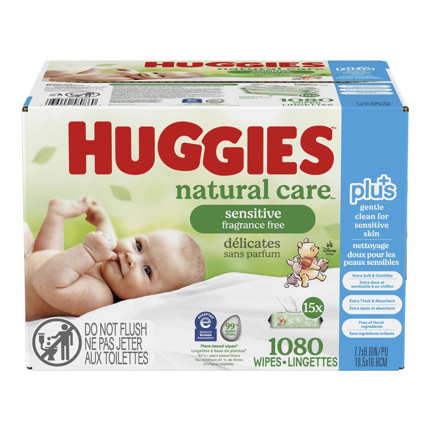 Huggies Natural Care Plus Wipes, 15-packs of 72 - image 1