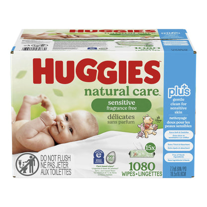 Huggies Natural Care Plus Wipes, 15-packs of 72 - image 1