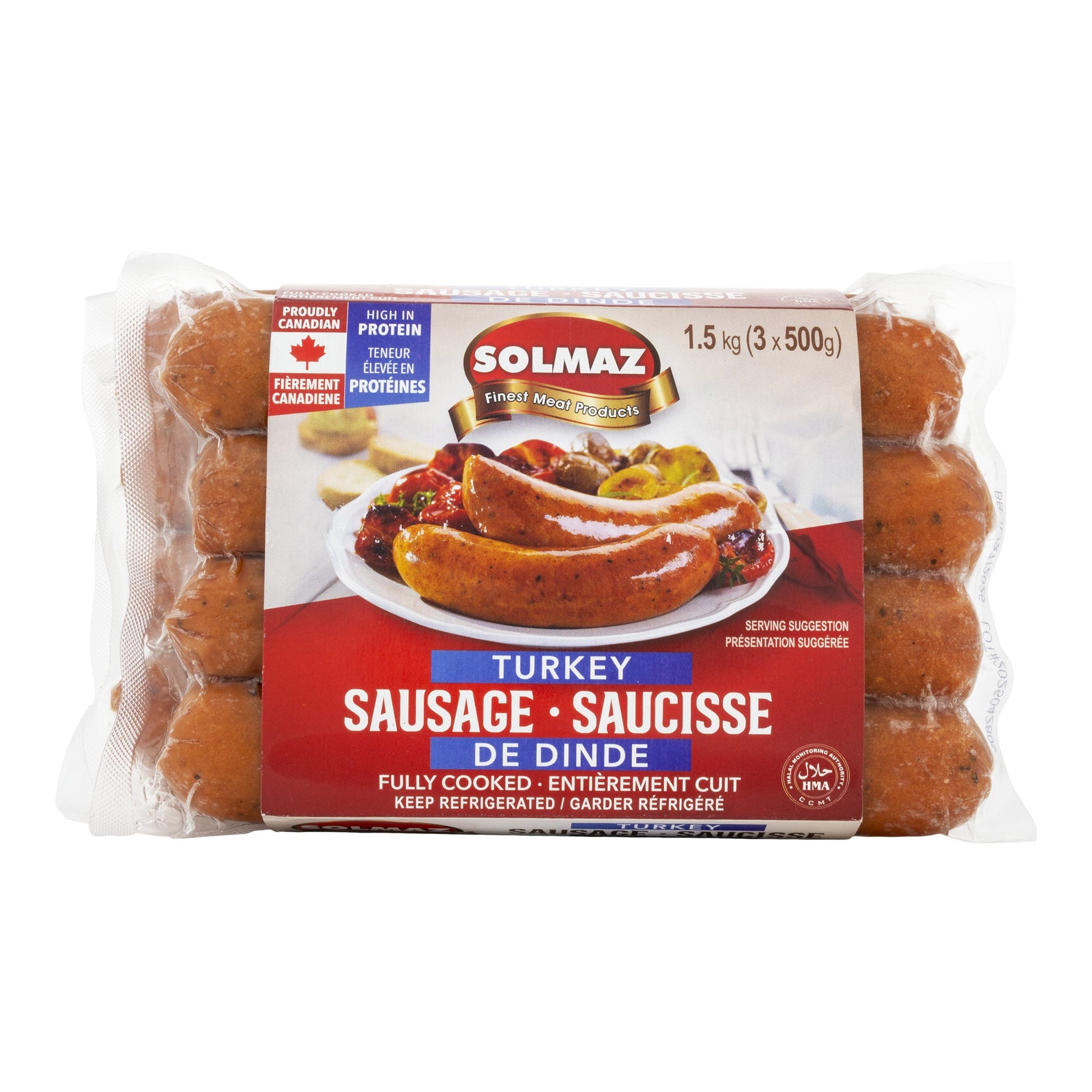 Solmaz Halal Turkey Sausage,   3 x 500 g - image 1