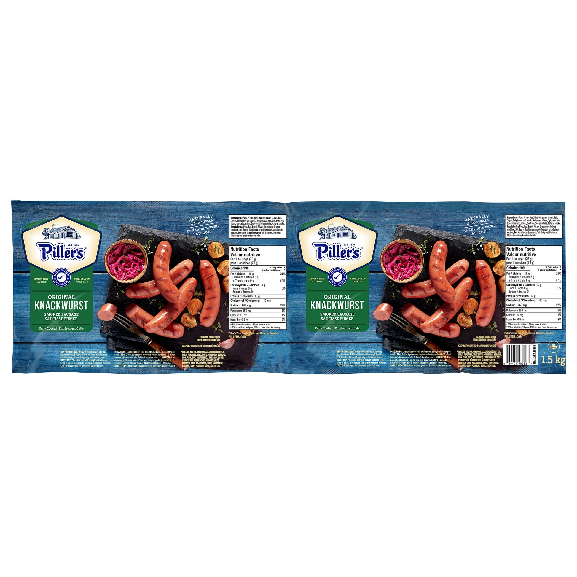 Piller's Knackwurst Sausage, 2 x 750 g - image 1