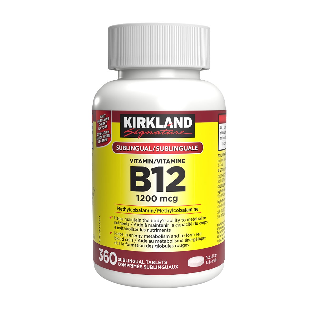 Kirkland Signature Vitamin B12 1200 mcg, 360 sublingual tablets - image 4