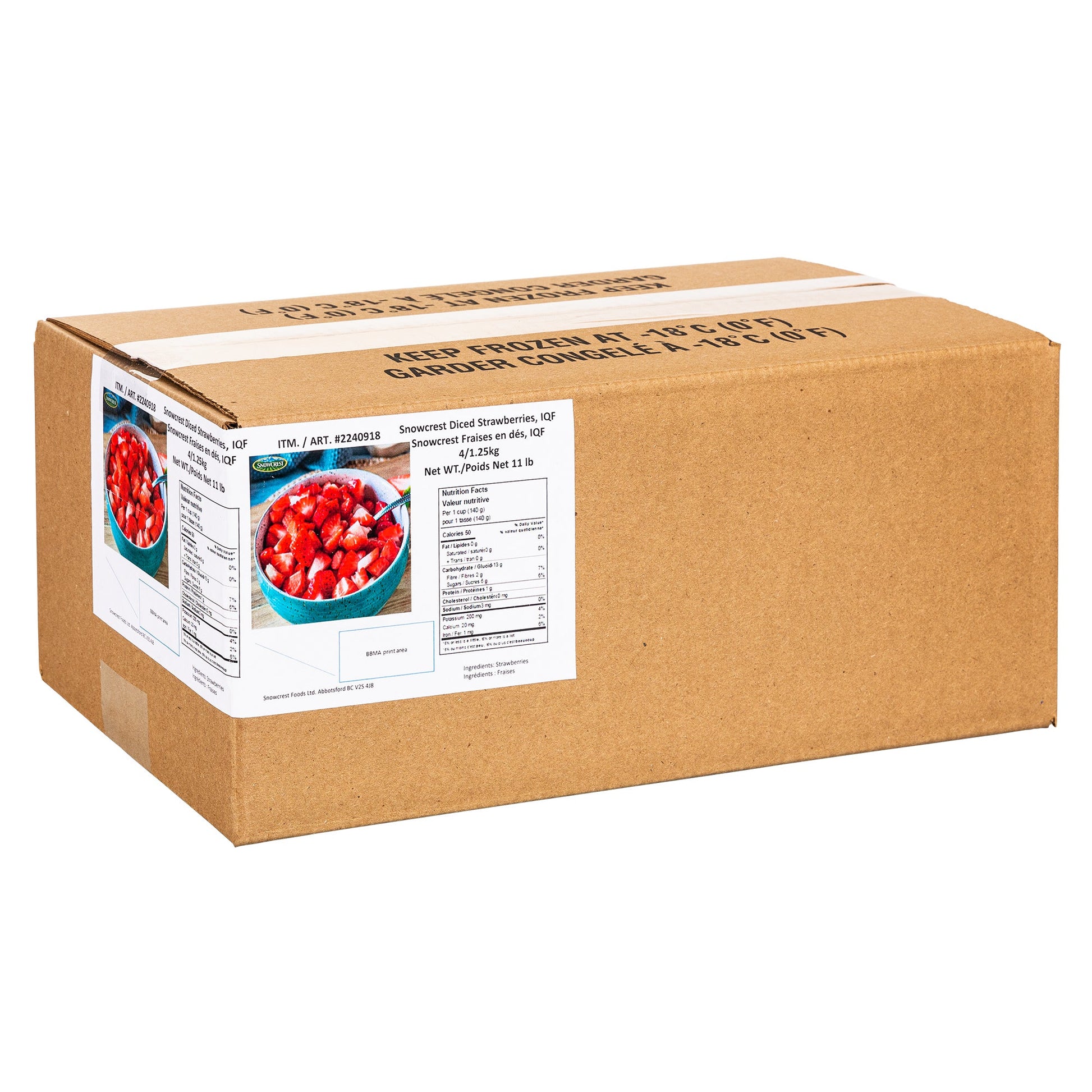 Snowcrest Farms Frozen Diced Strawberries, 4 x 1.25 kg - image 1
