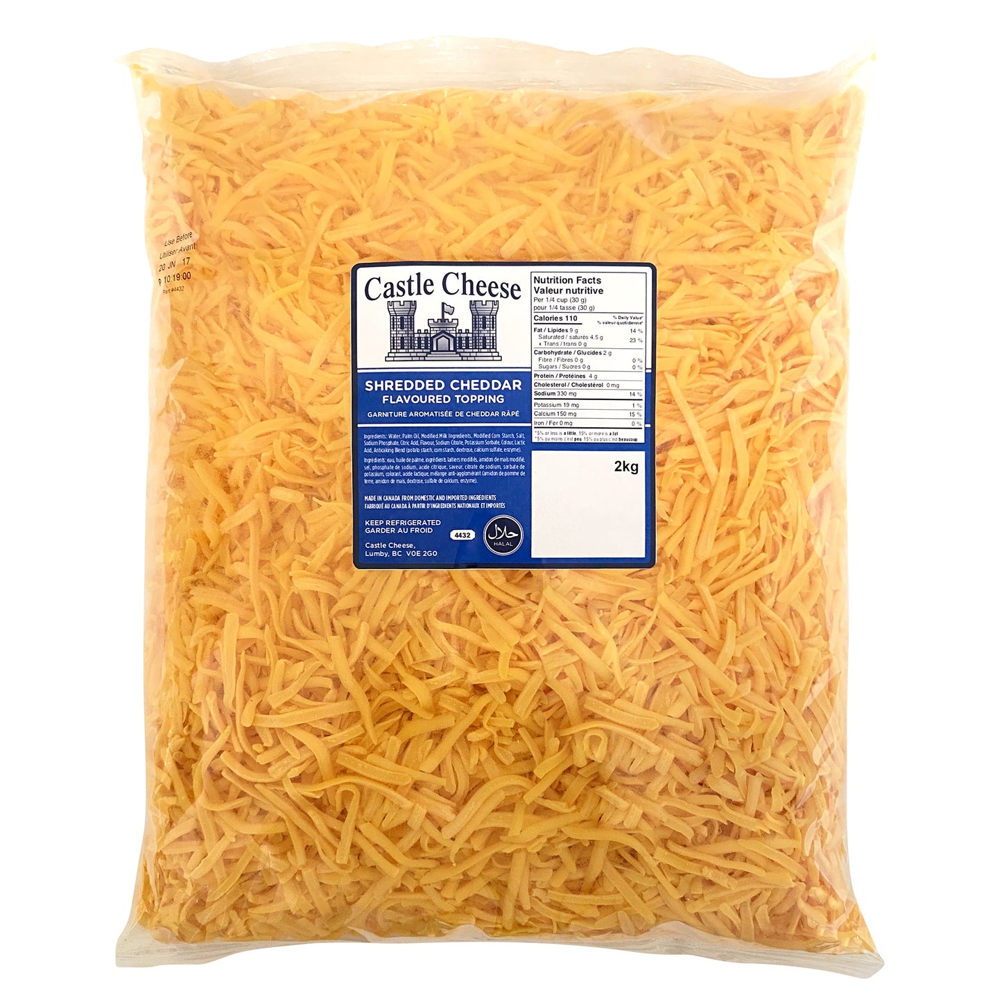 Castle Cheese Shredded Cheddar Flavoured Topping, 2 kg - image 1