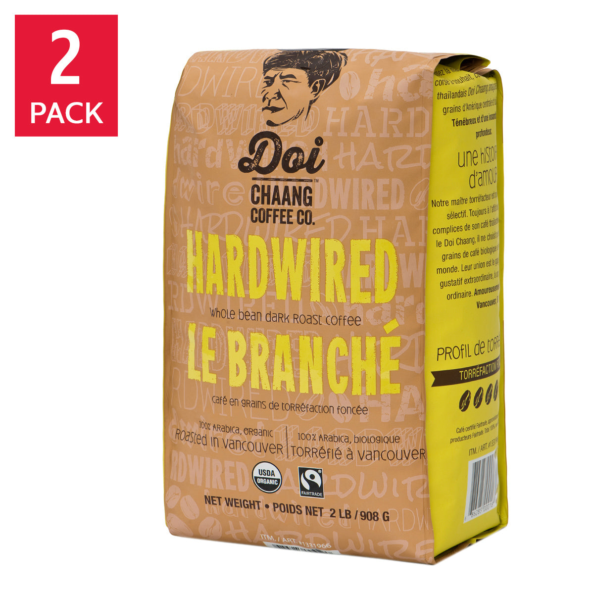 Doi Chaang Hardwired Dark Roast Whole Bean Coffee, 2 × 908 g - image 1