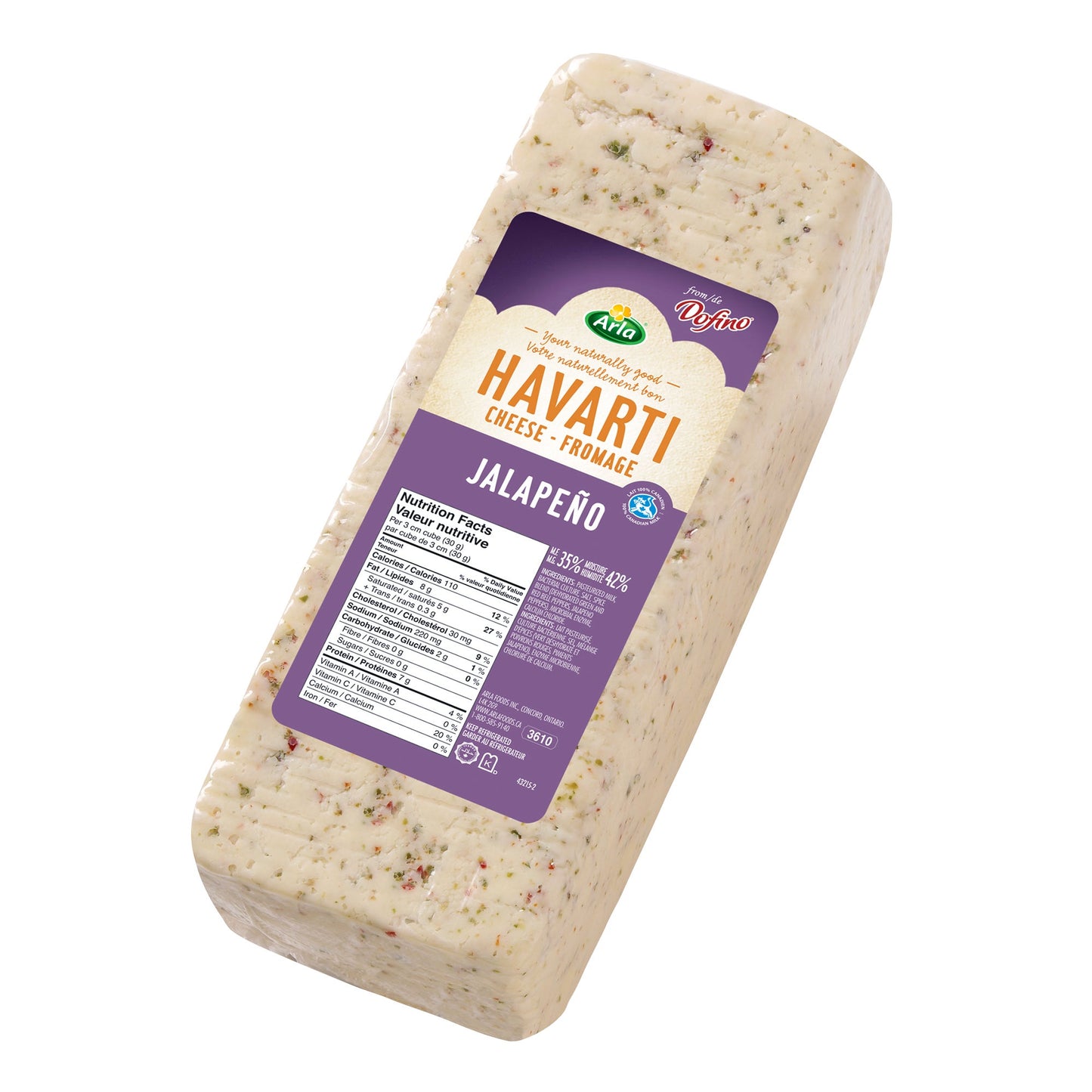 Arla Jalapeño Havarti Cheese, 4.2 kg average weight* - image 1