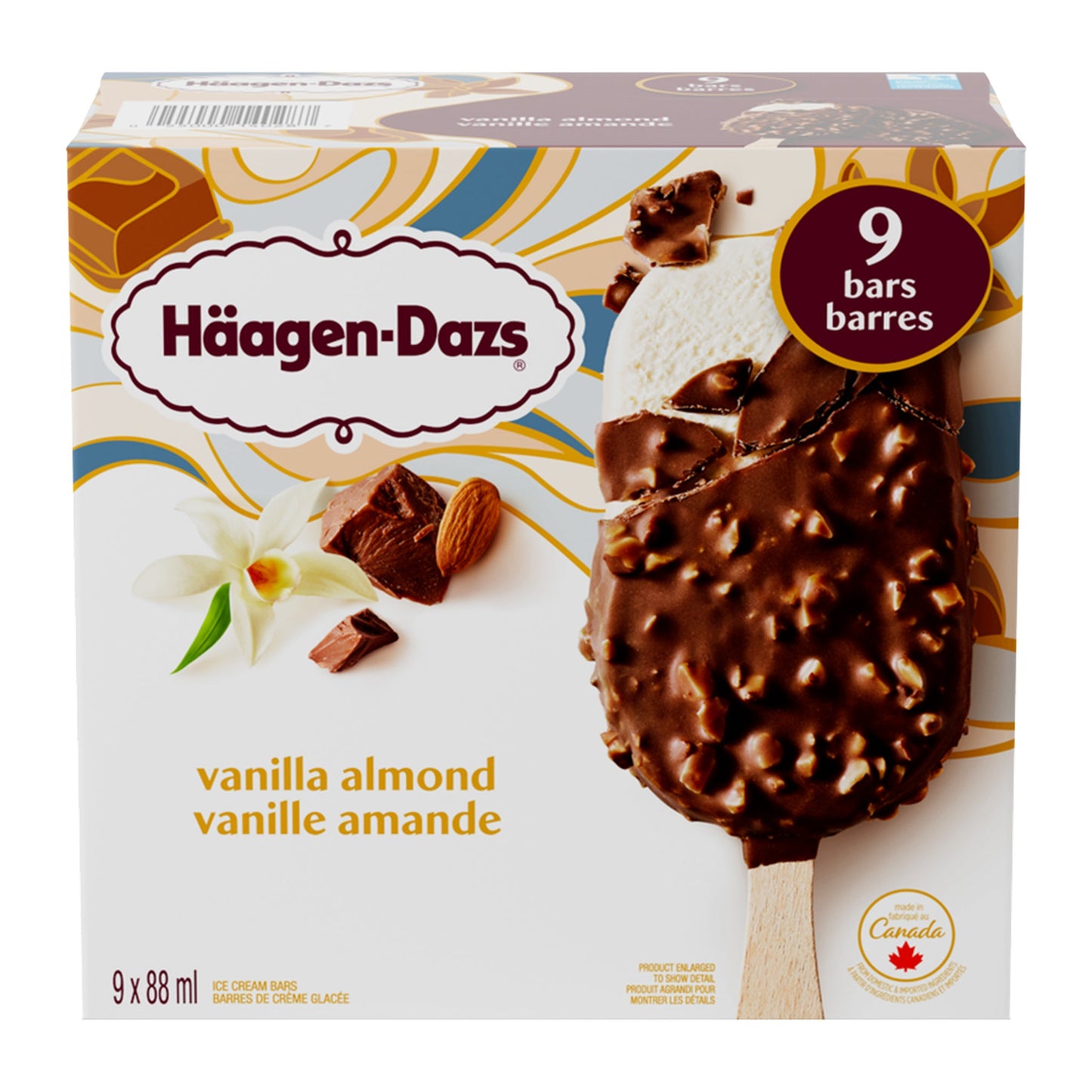 Häagen-Dazs Vanilla Almond Ice Cream Bars, 9 × 88 mL - image 1