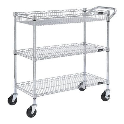 3 Tier Utility Cart,  Chrome Plated, 36" x 18" x 39" - image 1
