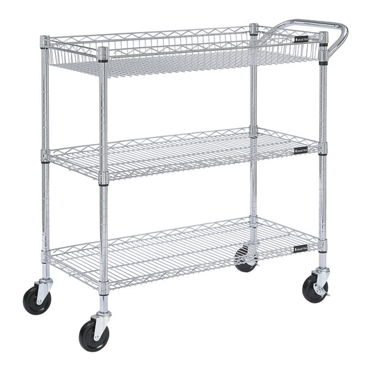 3 Tier Utility Cart,  Chrome Plated, 36" x 18" x 39" - image 1